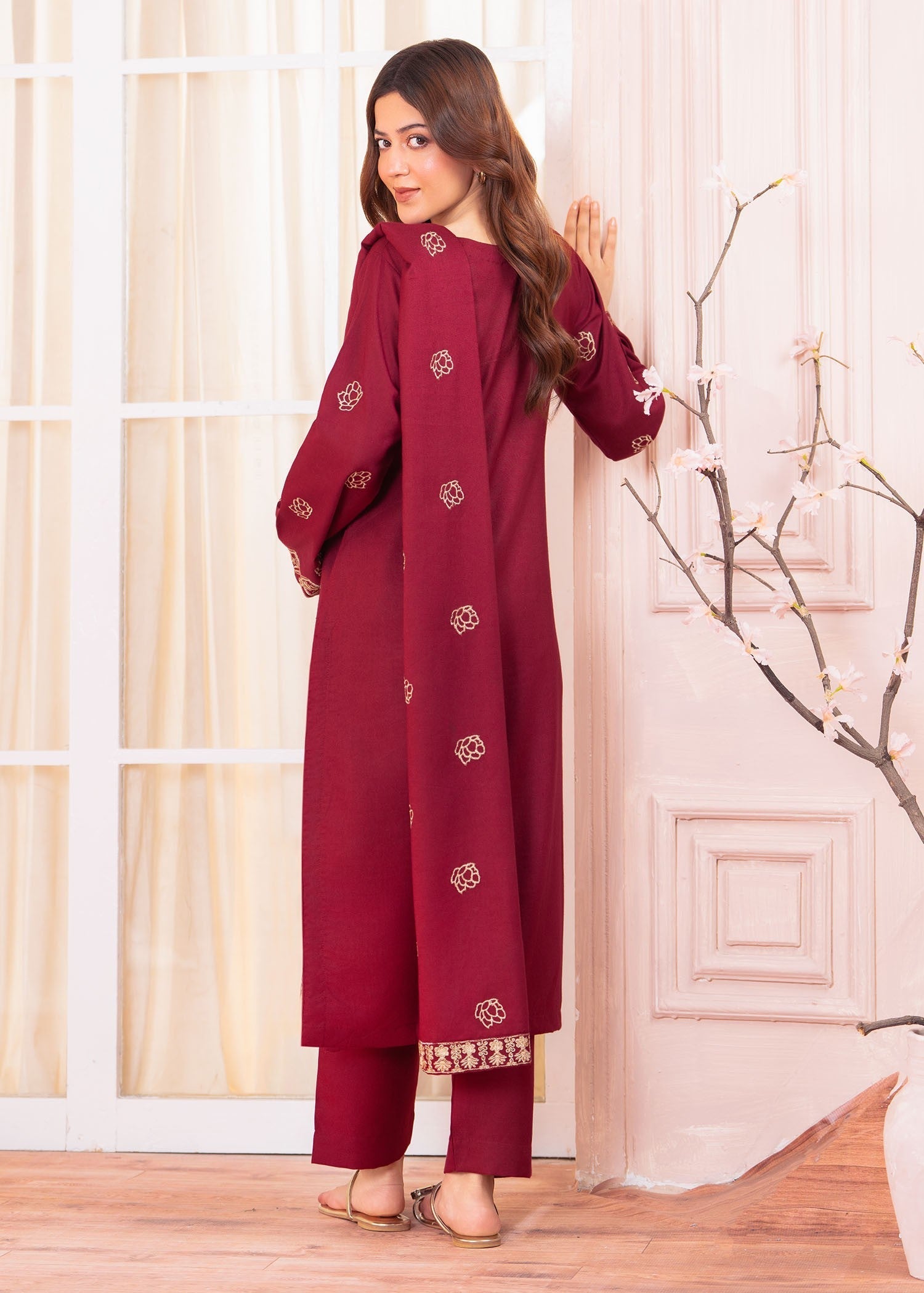 wool viscose Kurta Set in Maroon