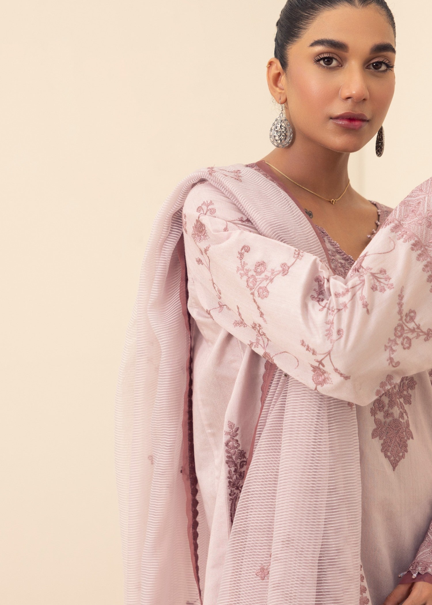 chambray Kurta Set in Mauve