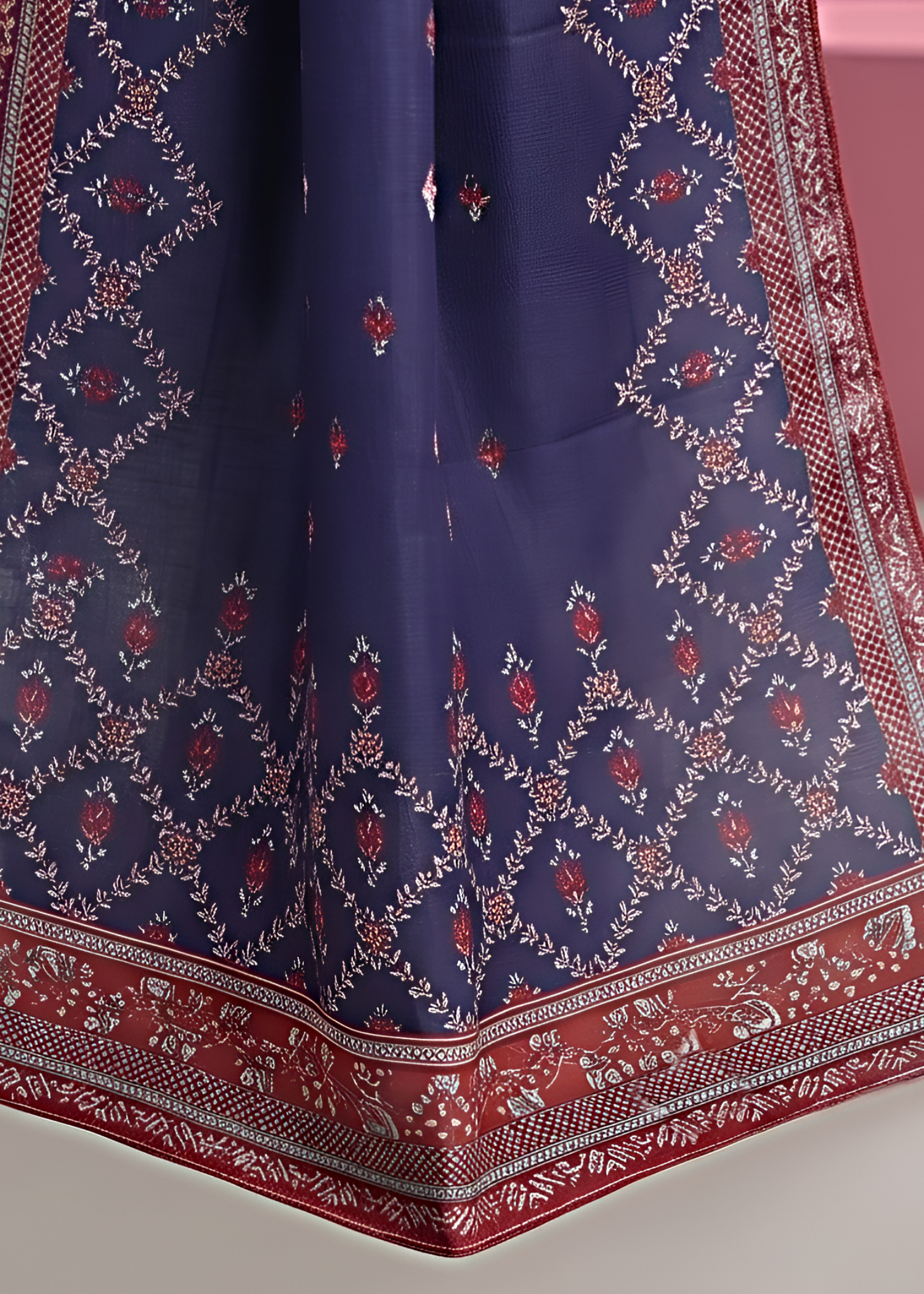 lawn Kurta Set in Midnight blue