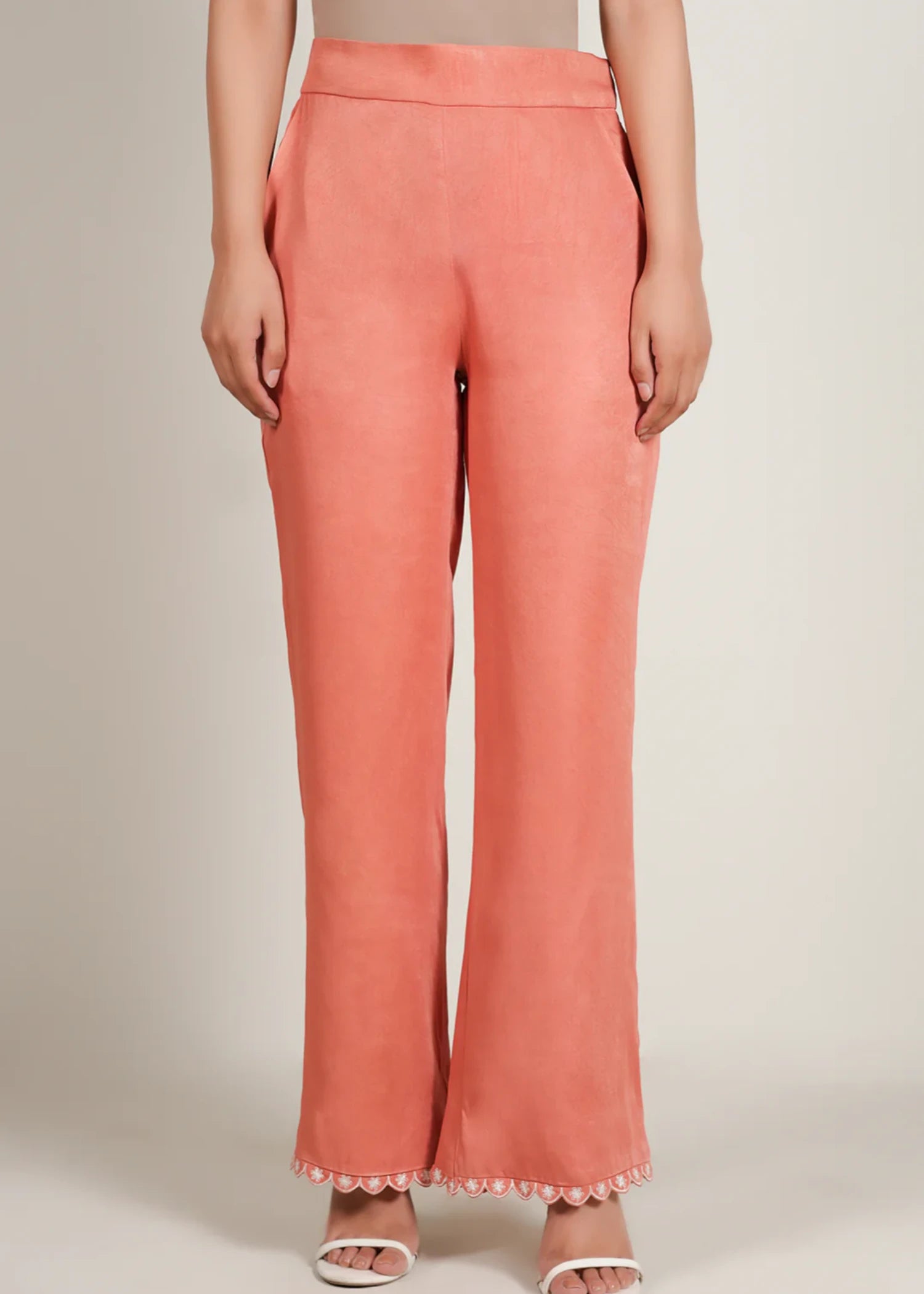 viscose Trousers in Peach pink