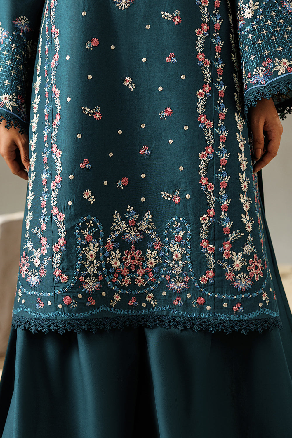 cotton Sharara in Teal