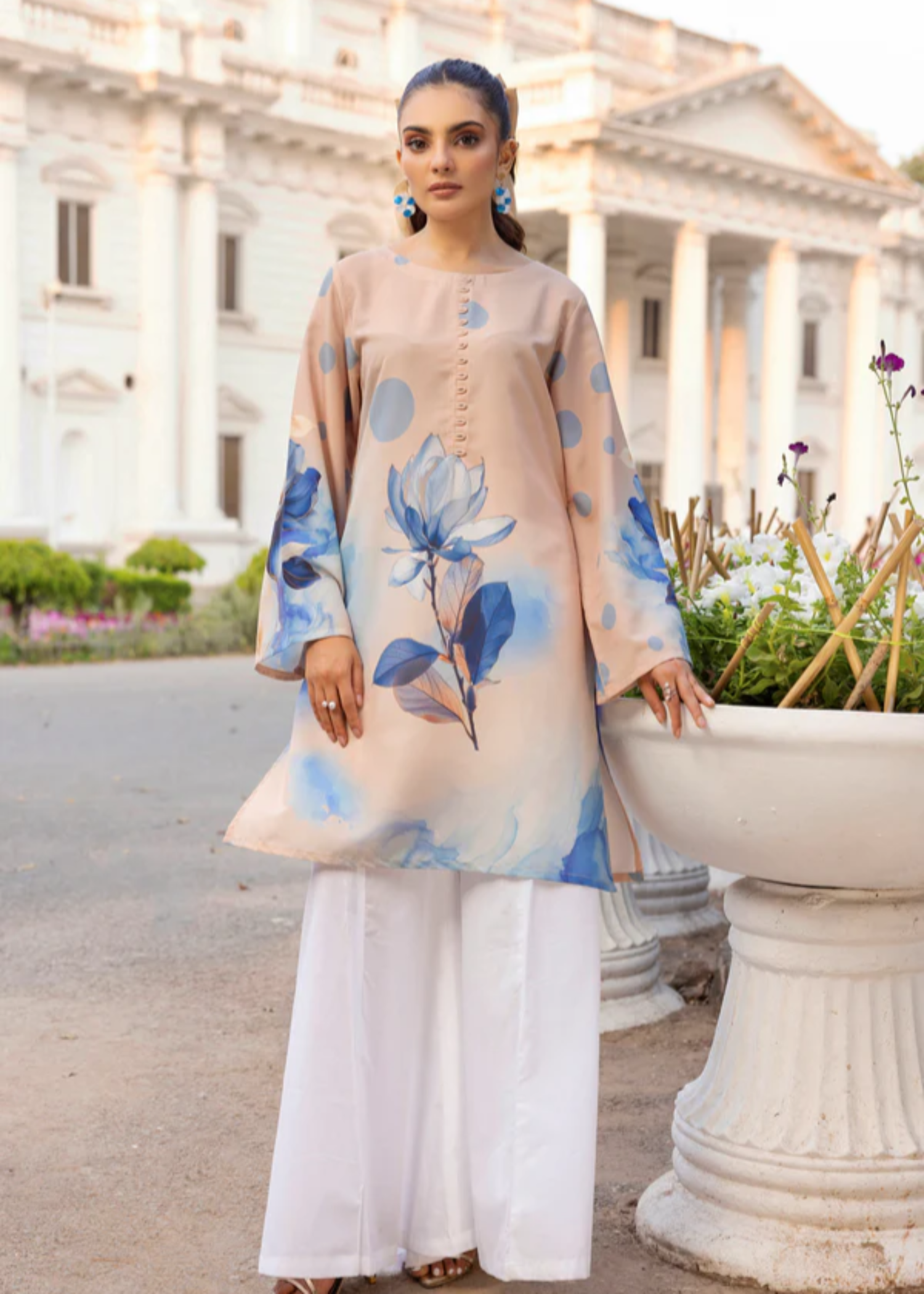 lawn Kurti in Peach pink