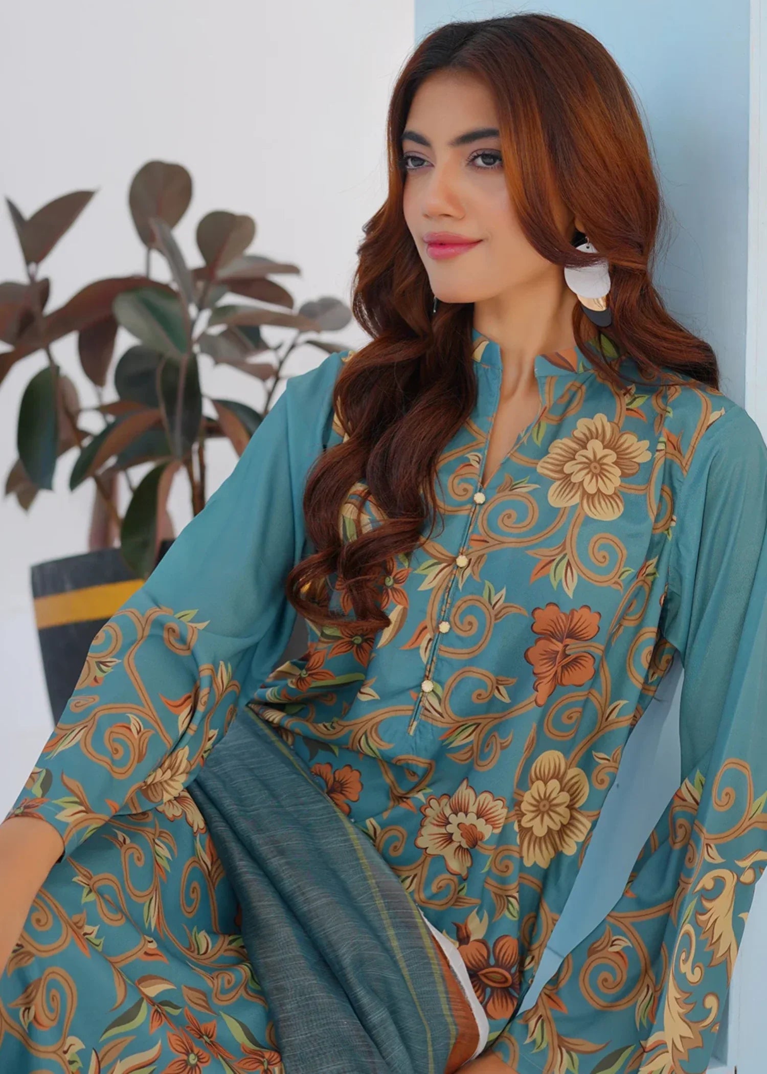 georgette Kurta Set in Tea green