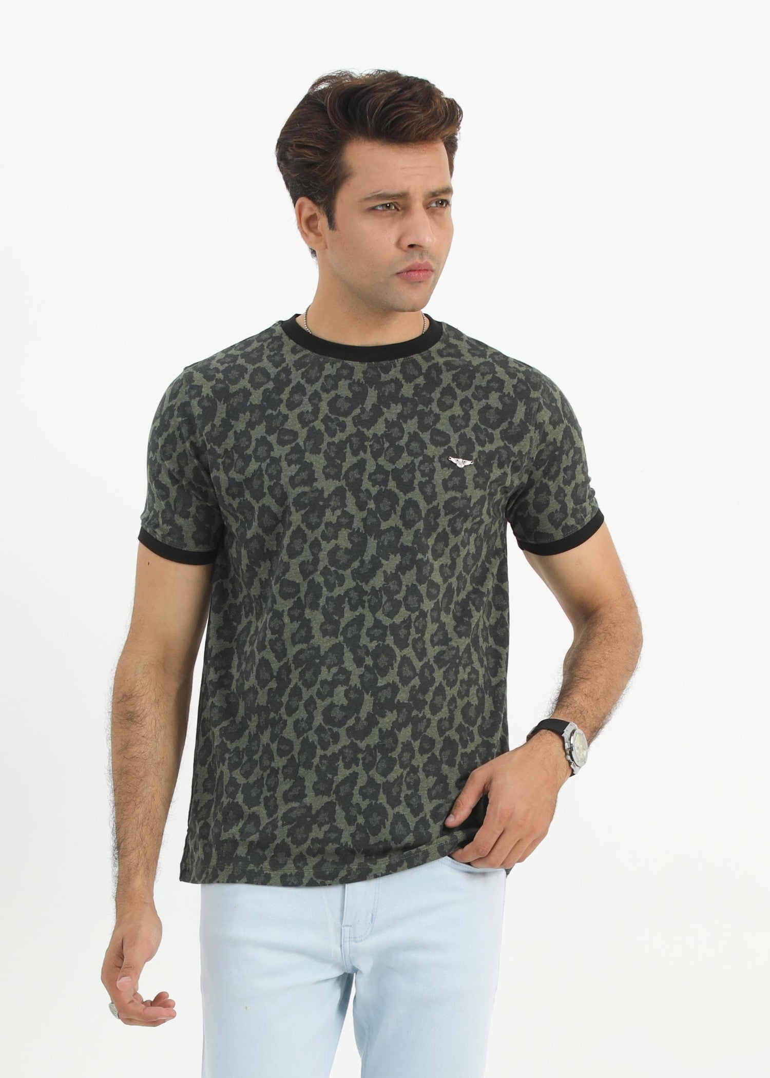 single jersey knit T Shirt in Sage green