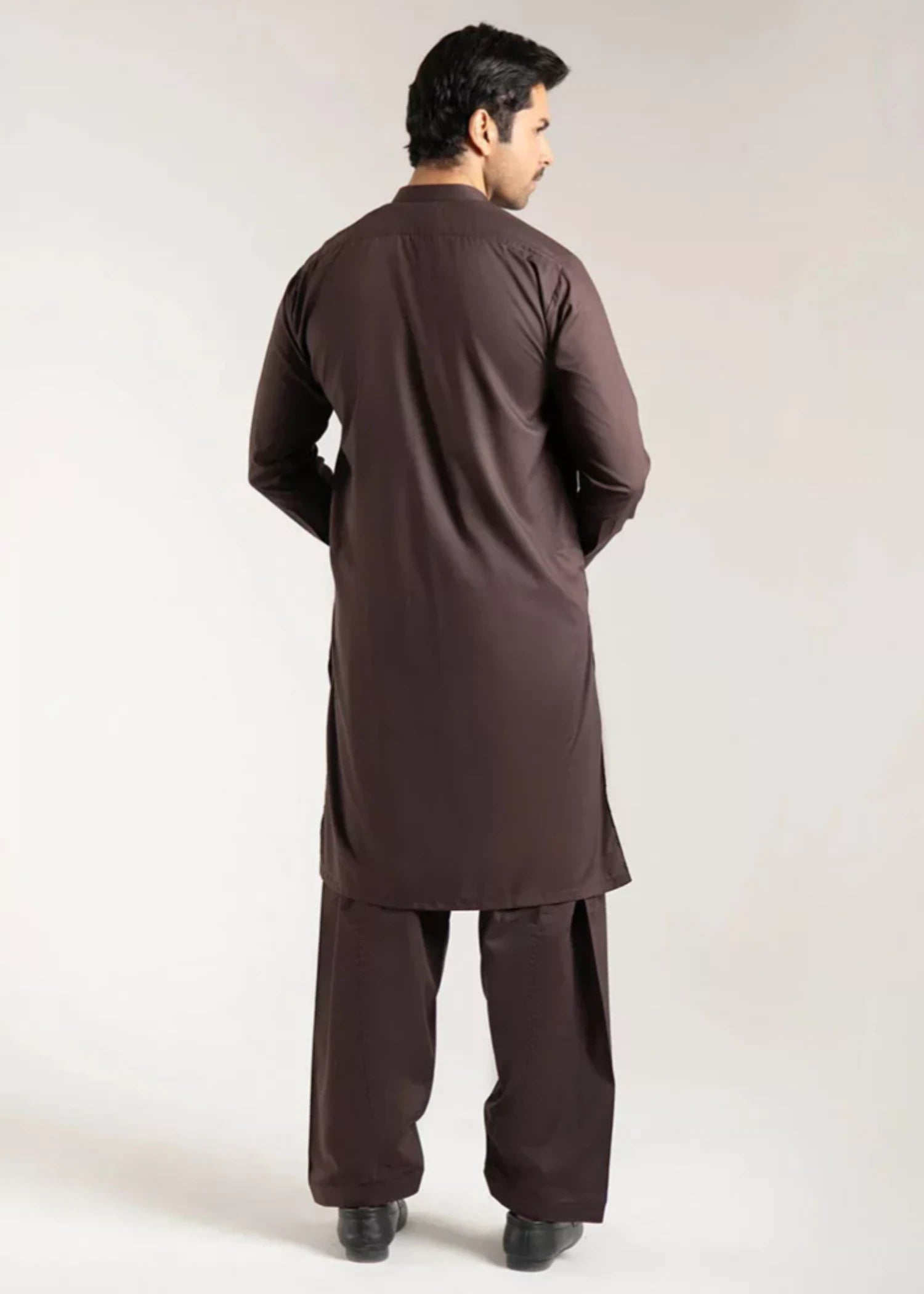 wash & wear Shalwar Kameez in Espresso brown