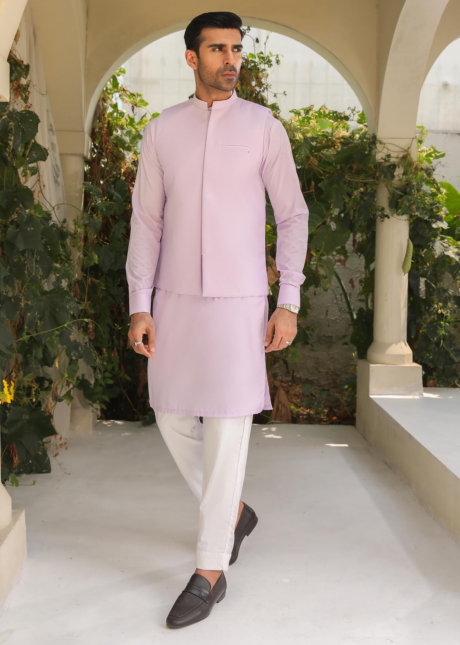 wash & wear Waistcoat in Lilac