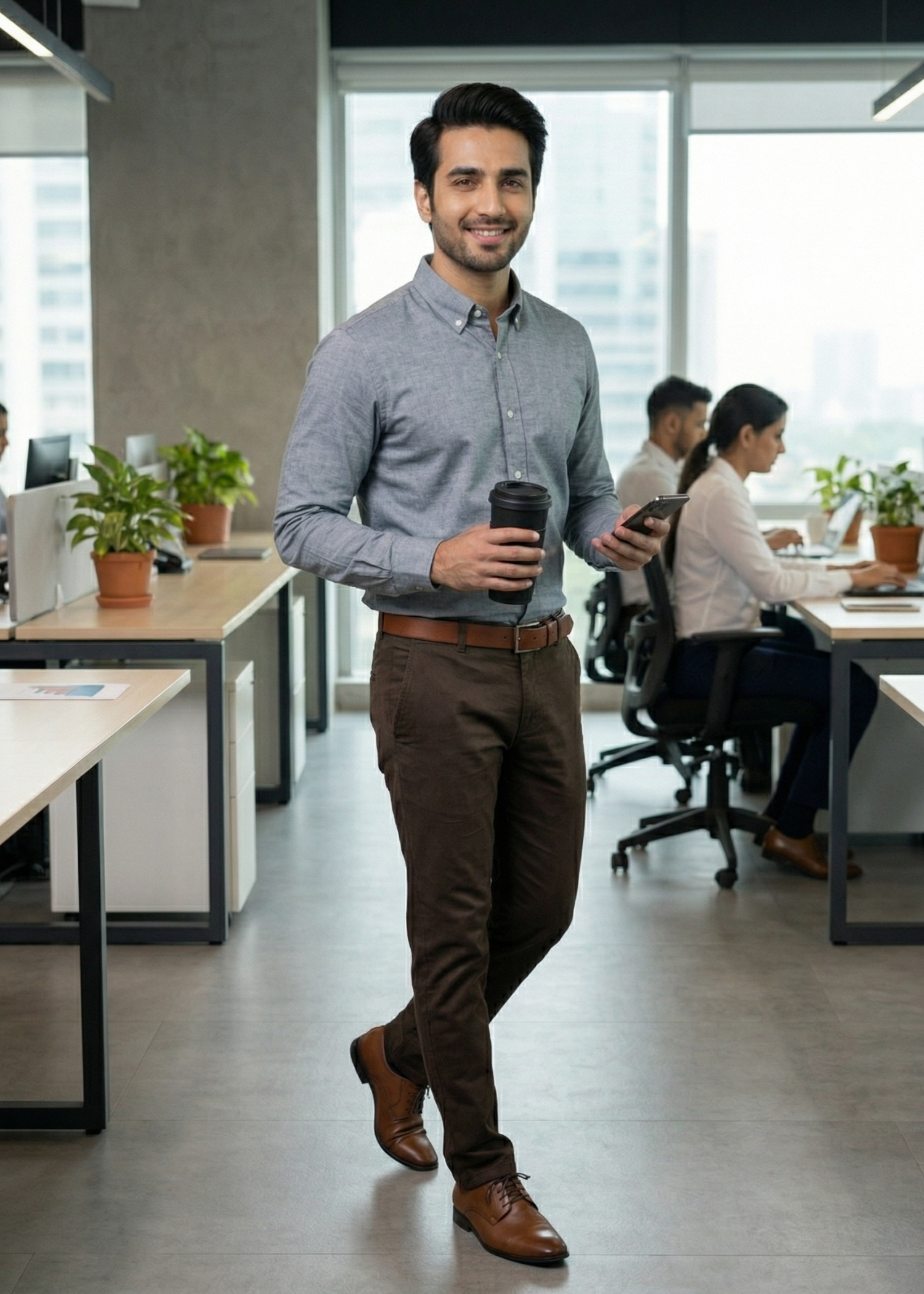 cotton Formal Shirt in Sapphire blue
