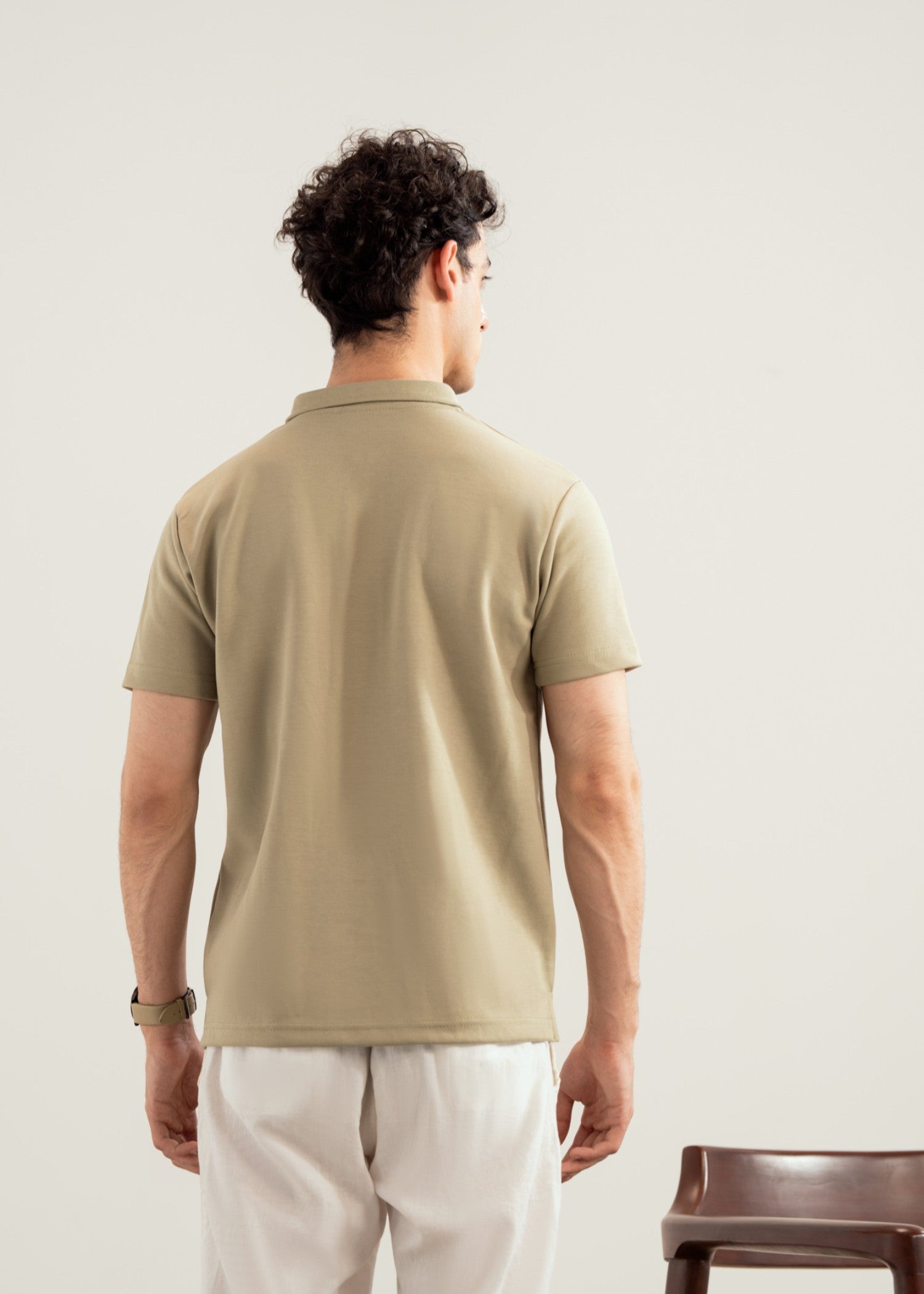 interlock knit Polo Shirt in Sage green
