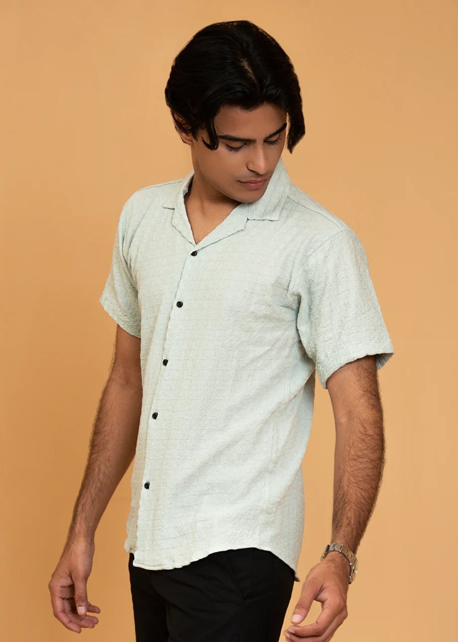 dobby Casual Shirt in Tea green