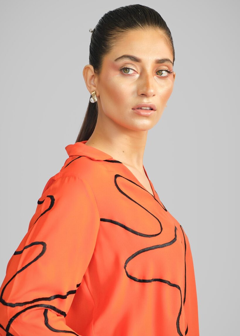georgette Co Ord Sets in Pumpkin orange