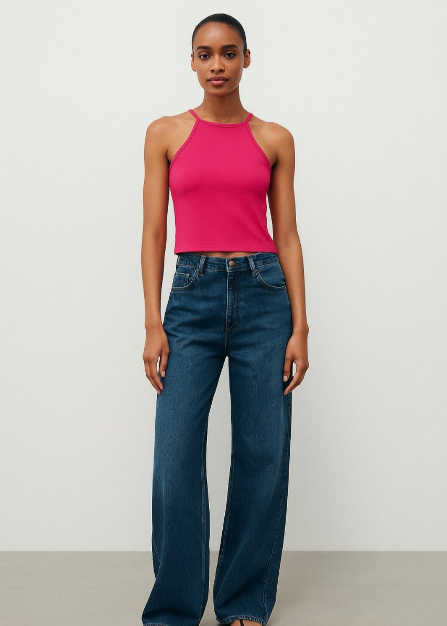 cotton jersey Tank Top in Shocking pink