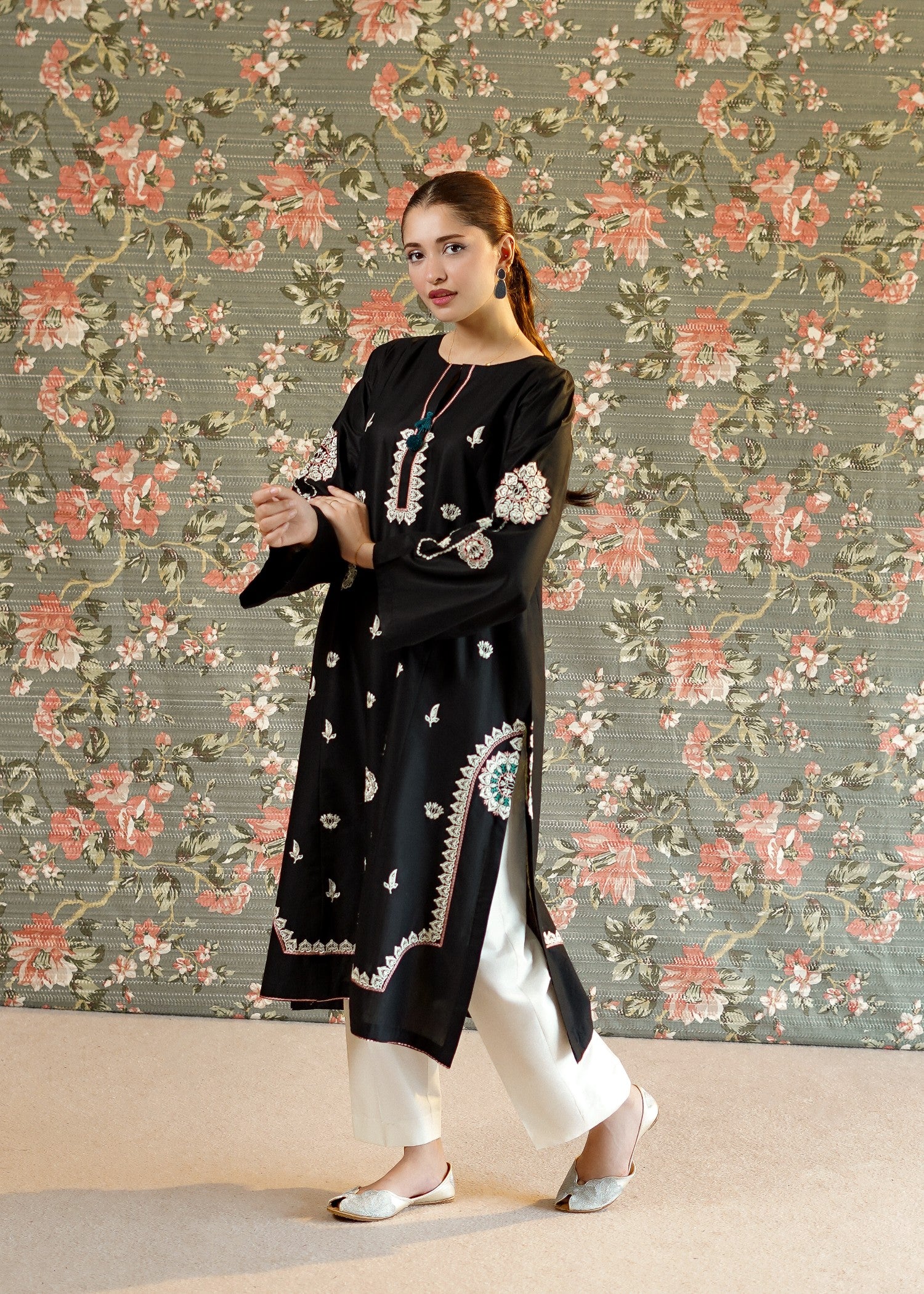 lawn Kurti in Black