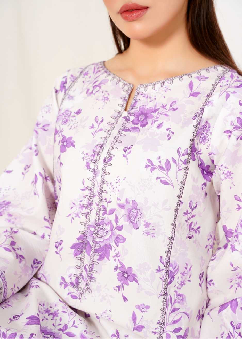 silk finish lawn Kurta Set in Multi