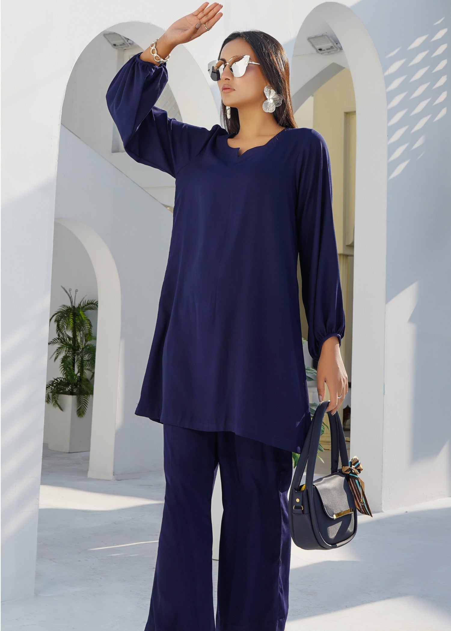 silk georgette Co Ord Sets in Navy blue