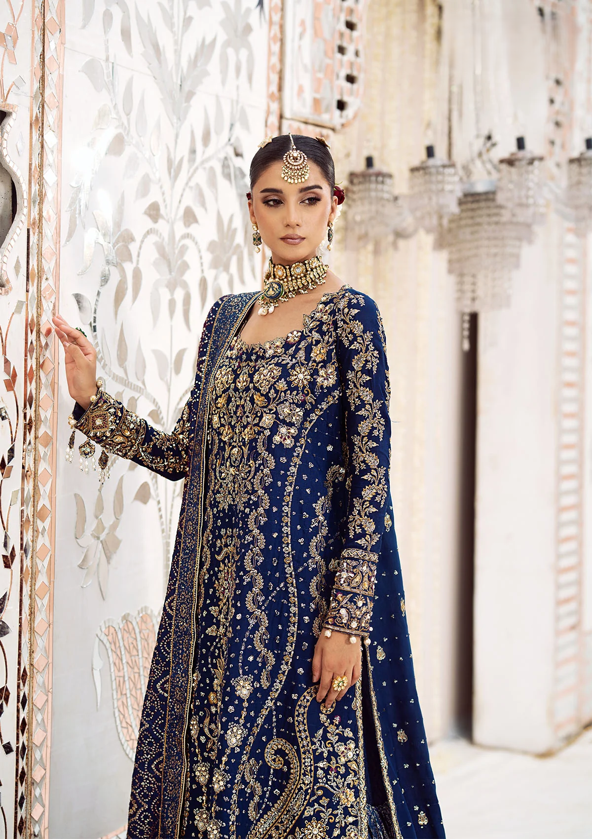 jamawar Sharara in Dark blue