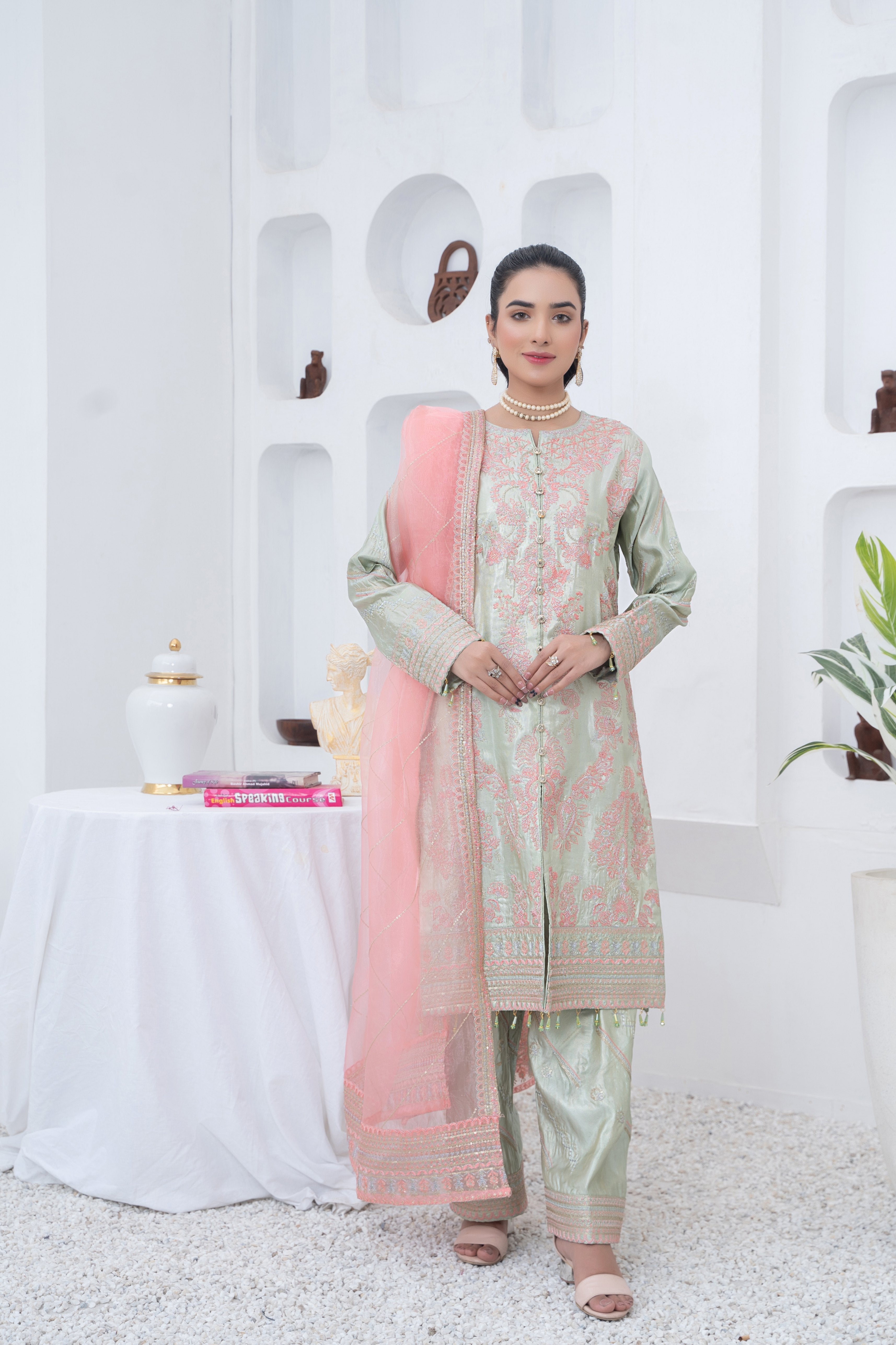 masuri Kurta Set in Mint green