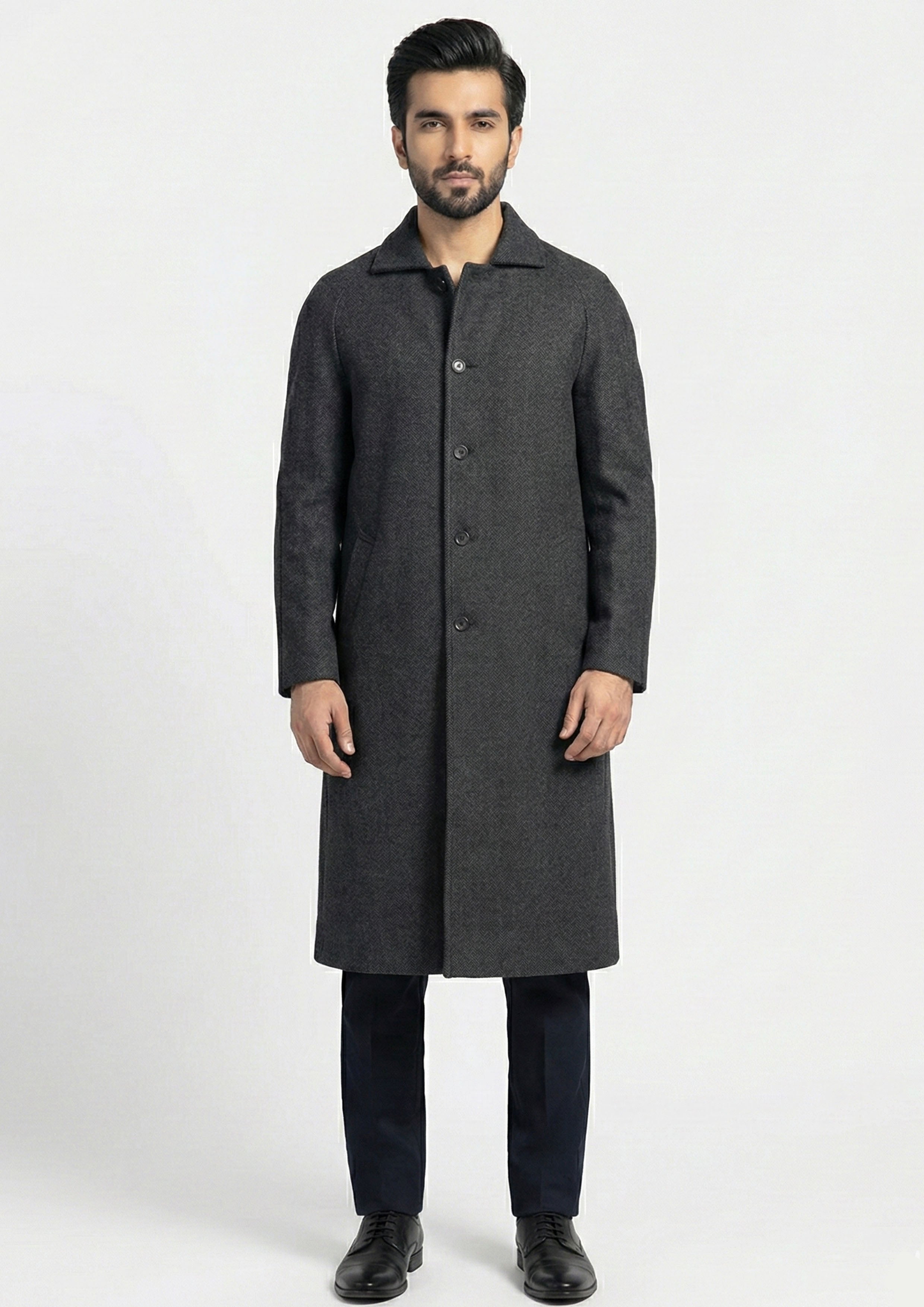 herringbone Coat in Graphite