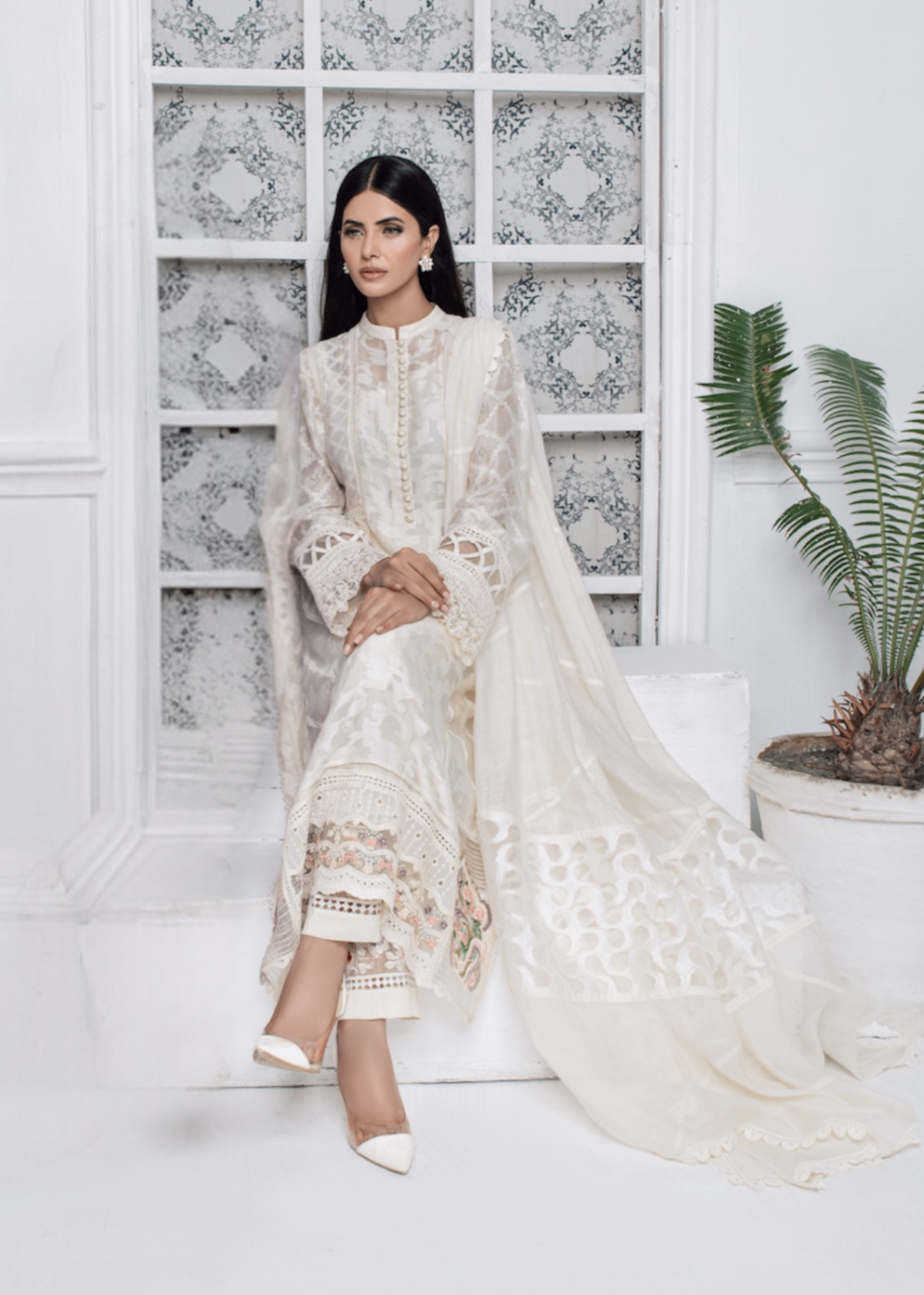 organza Kurti in Ivory