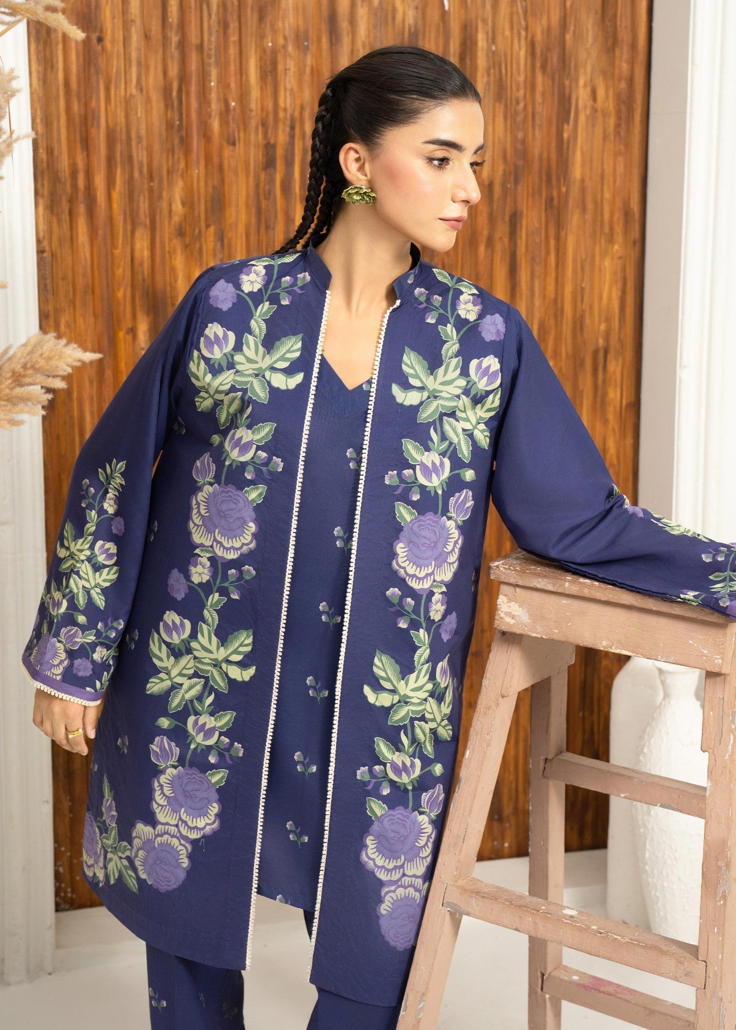 lawn Gown in Navy blue