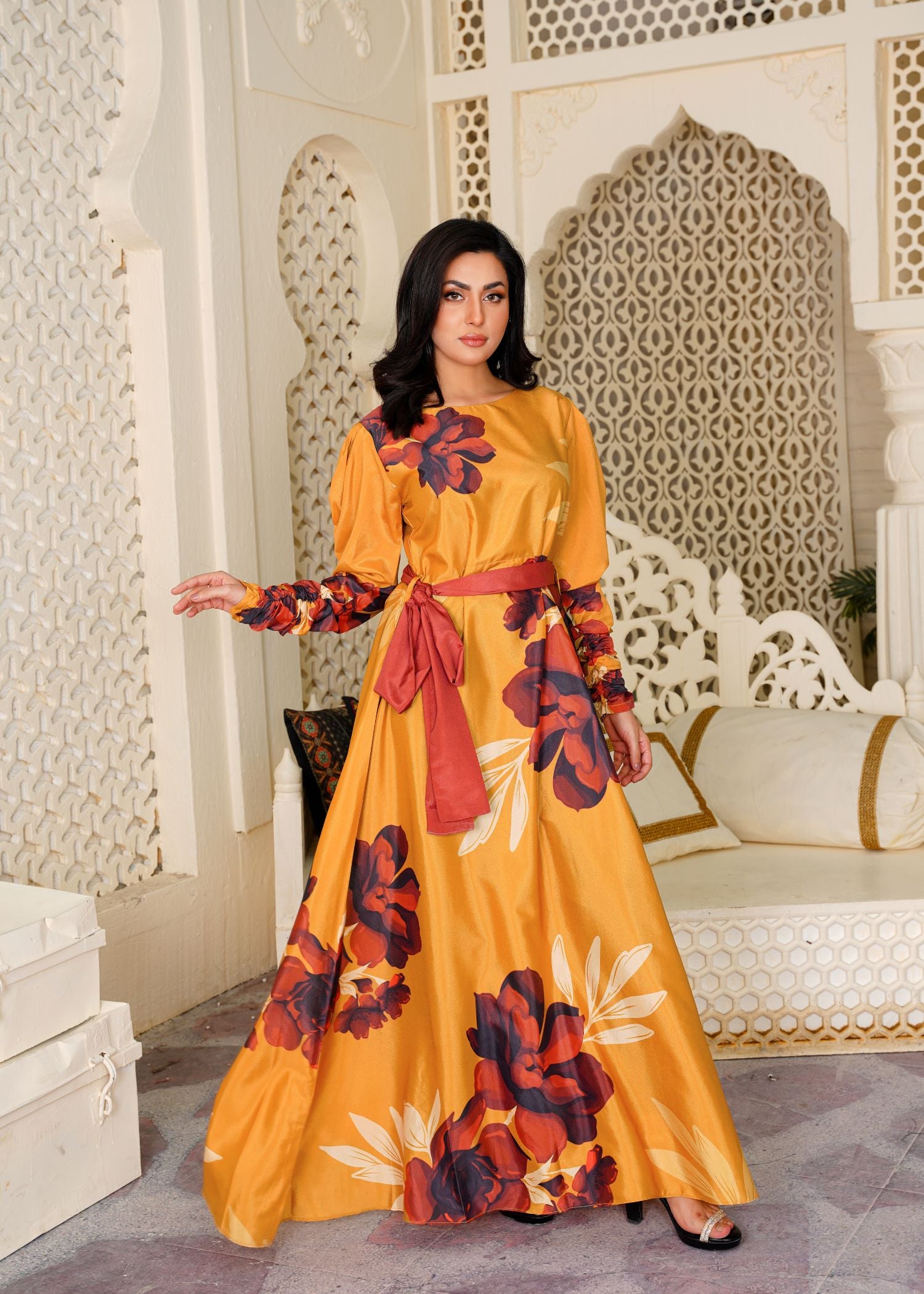 crepe Maxi in Mustard