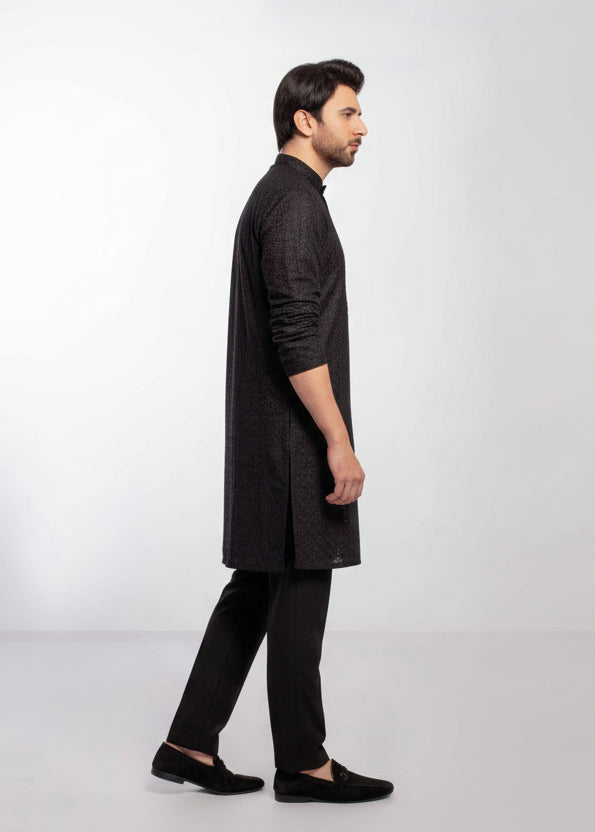 chikankari cotton Kurta Set in Black