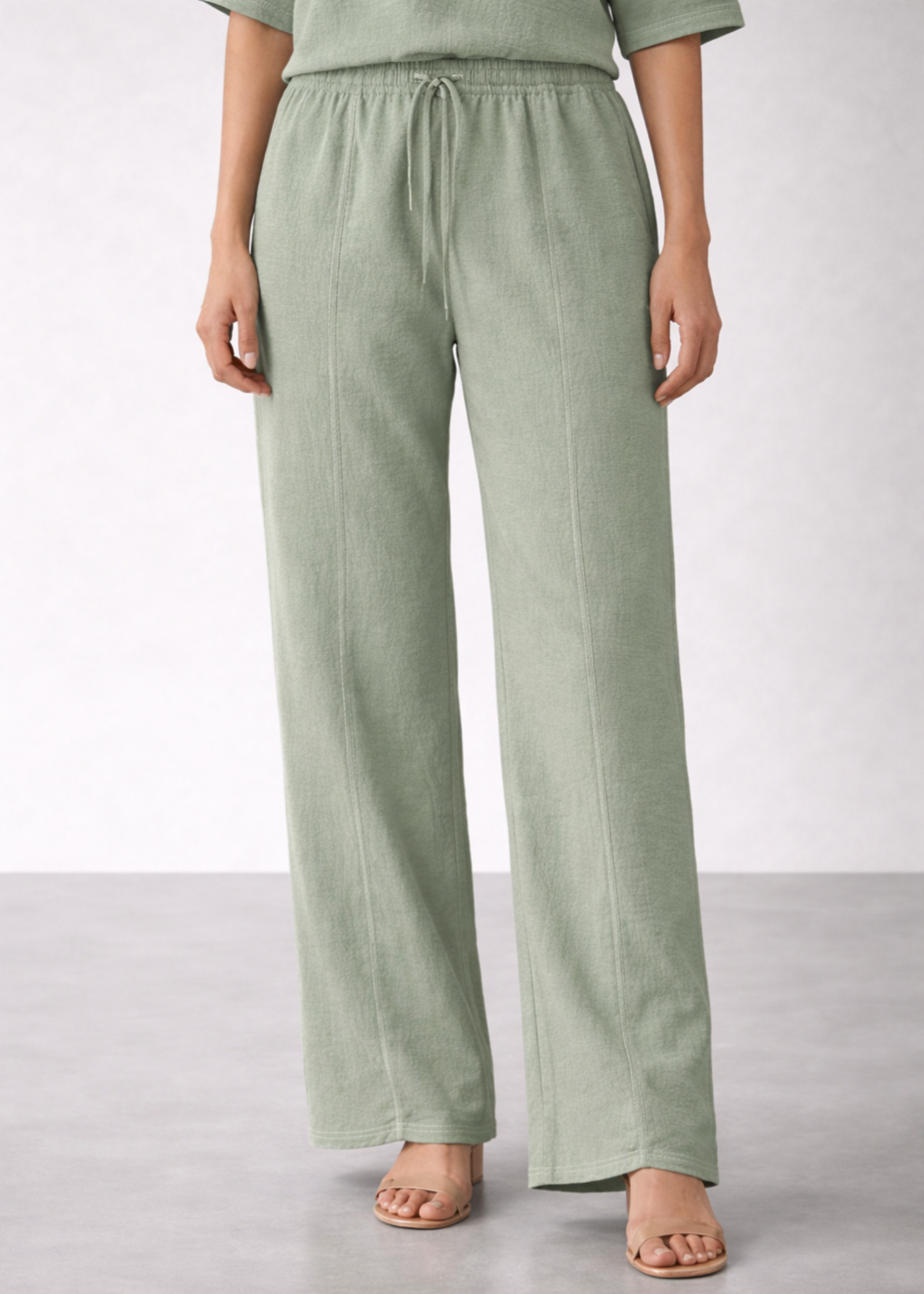 seersucker Trousers in Olive green