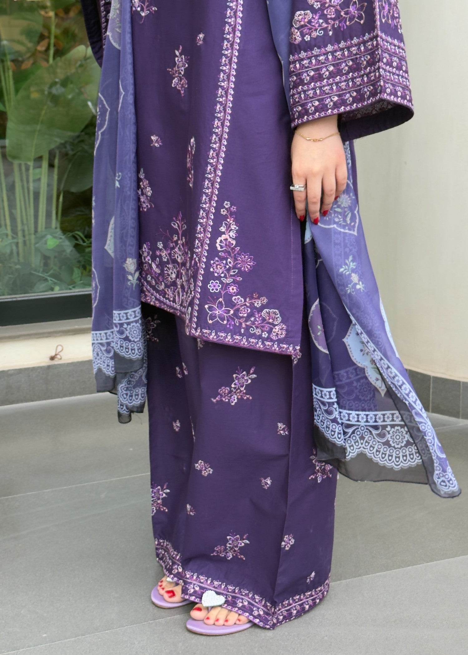 cotton Kurta Set in Purple rain