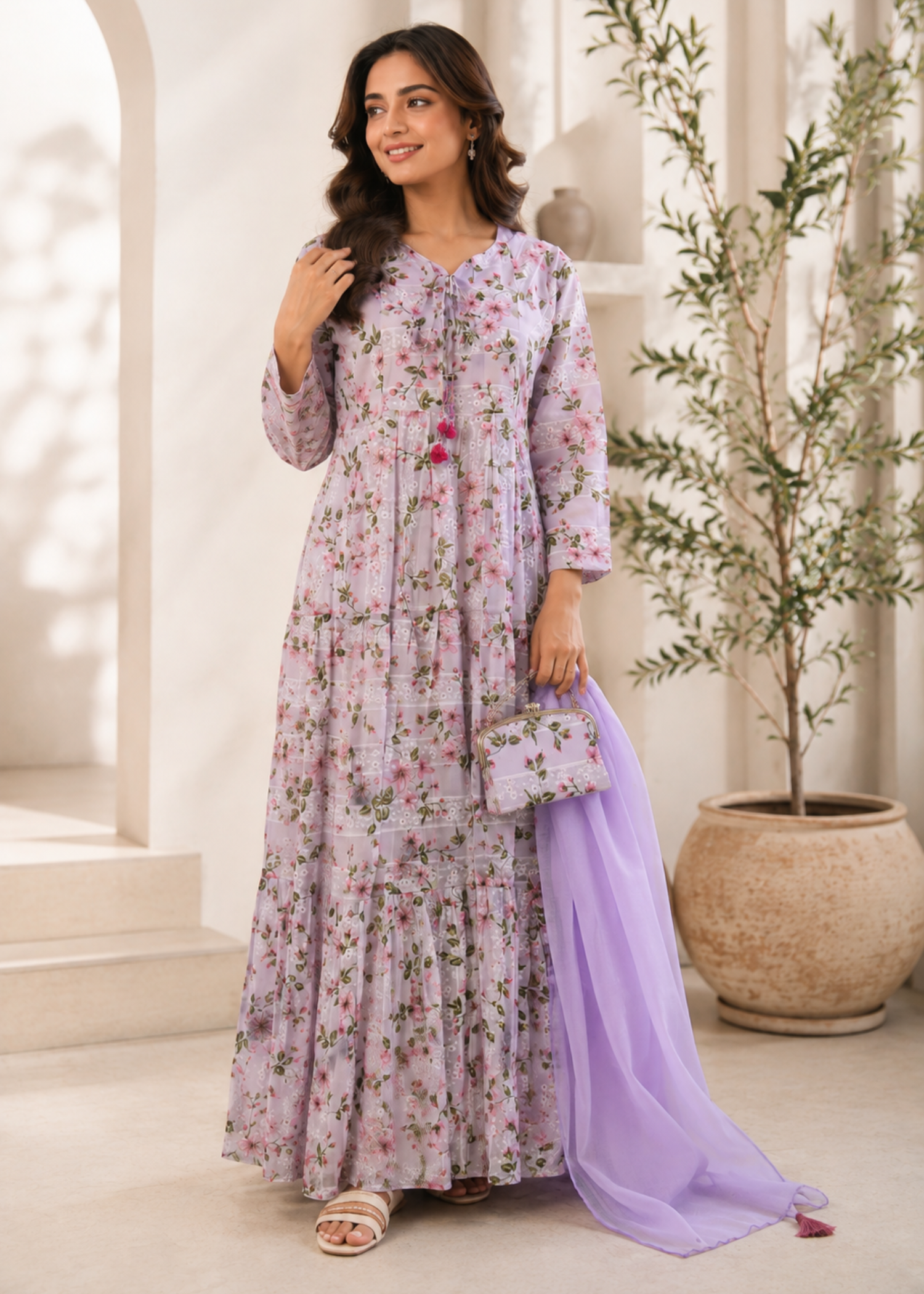 chiffon Maxi in Purple ash