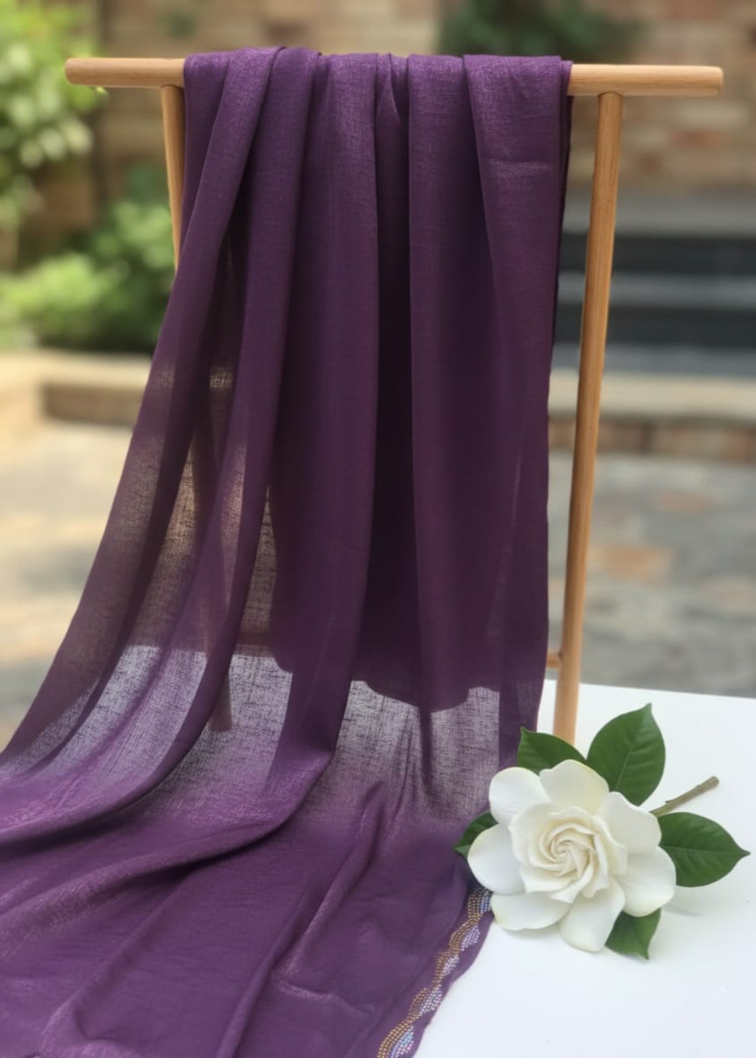 crushed velvet Hijab in Purple