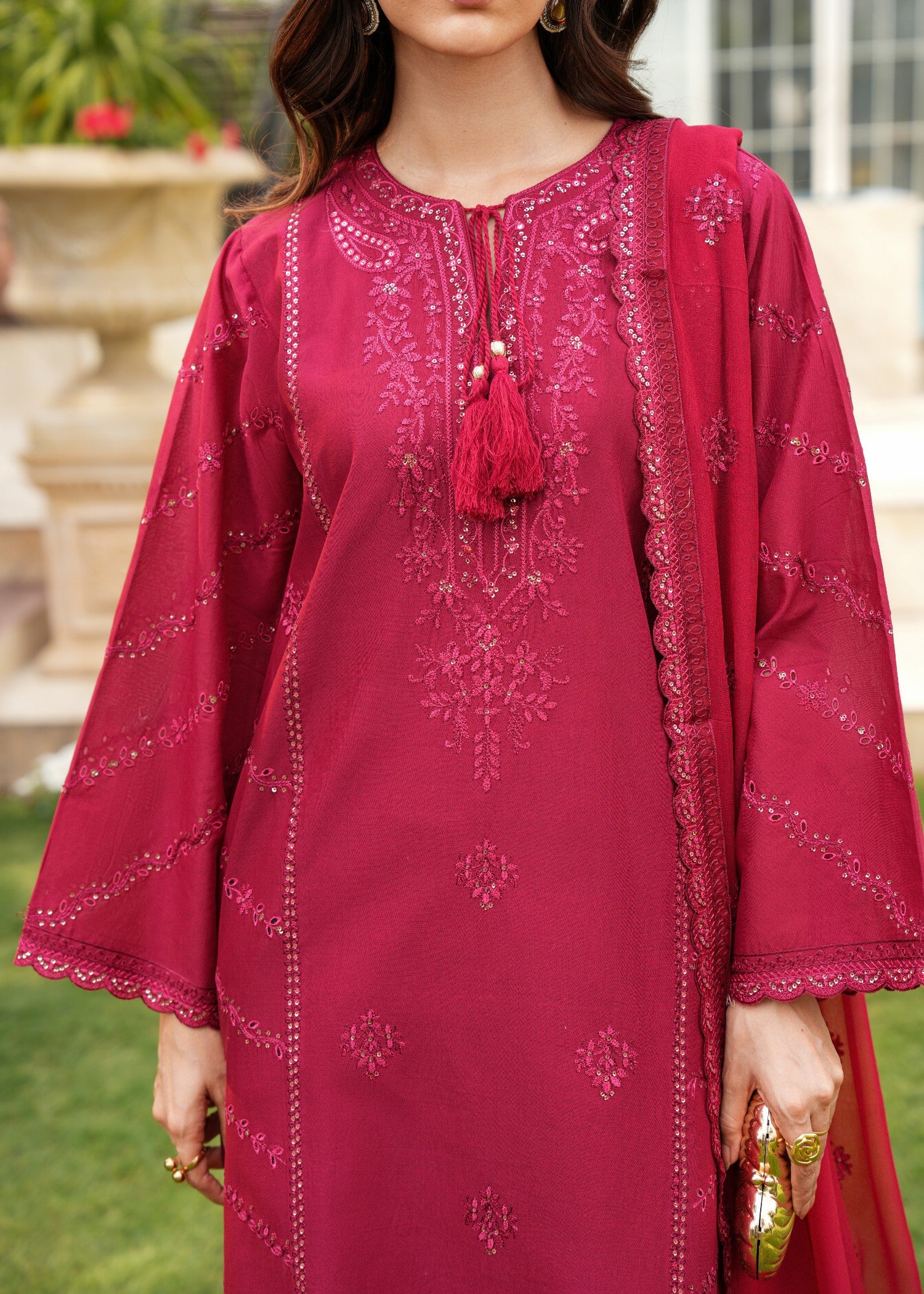 cotton Kurta Set in Watermelon
