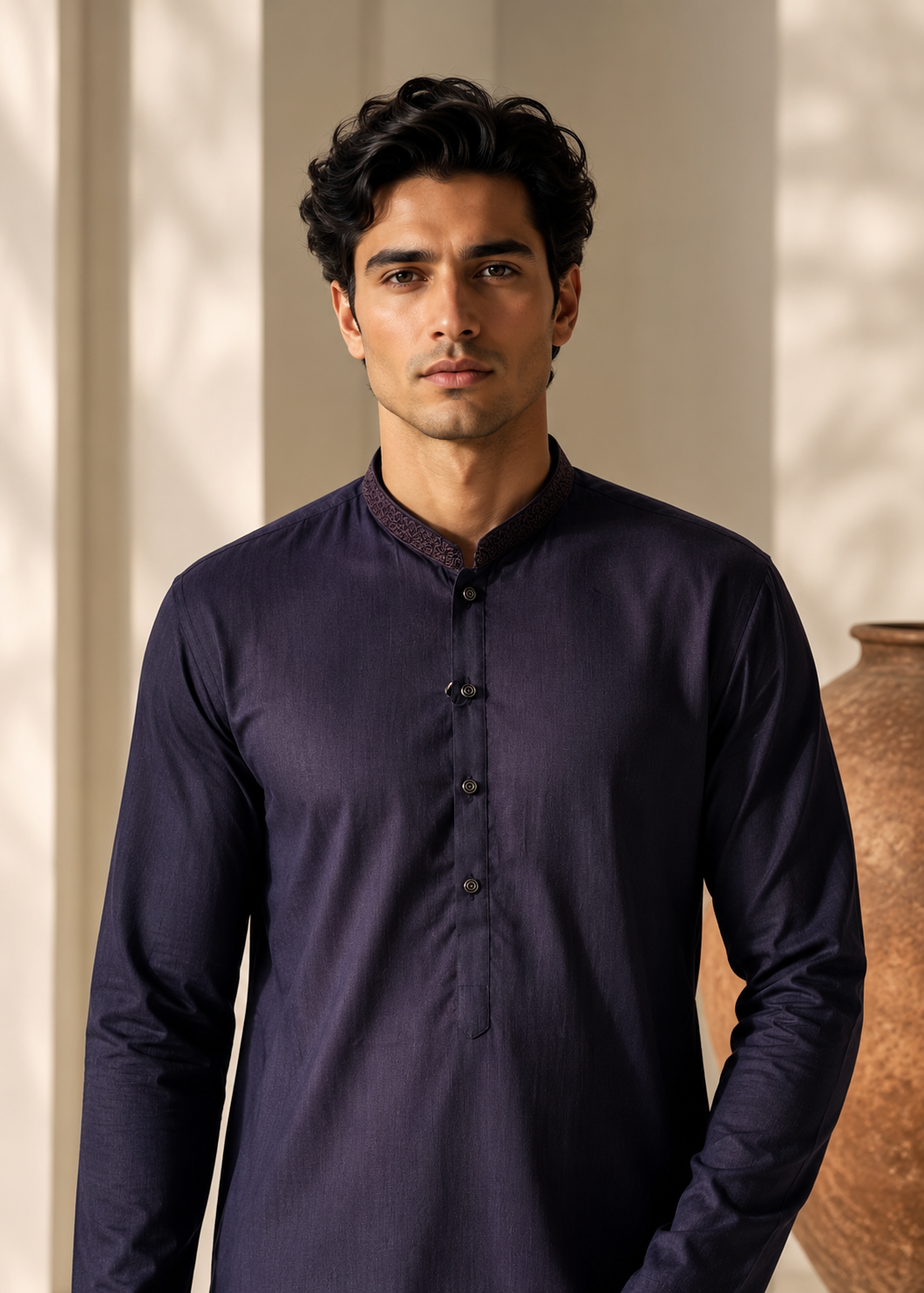 wash & wear Kurta in Plum