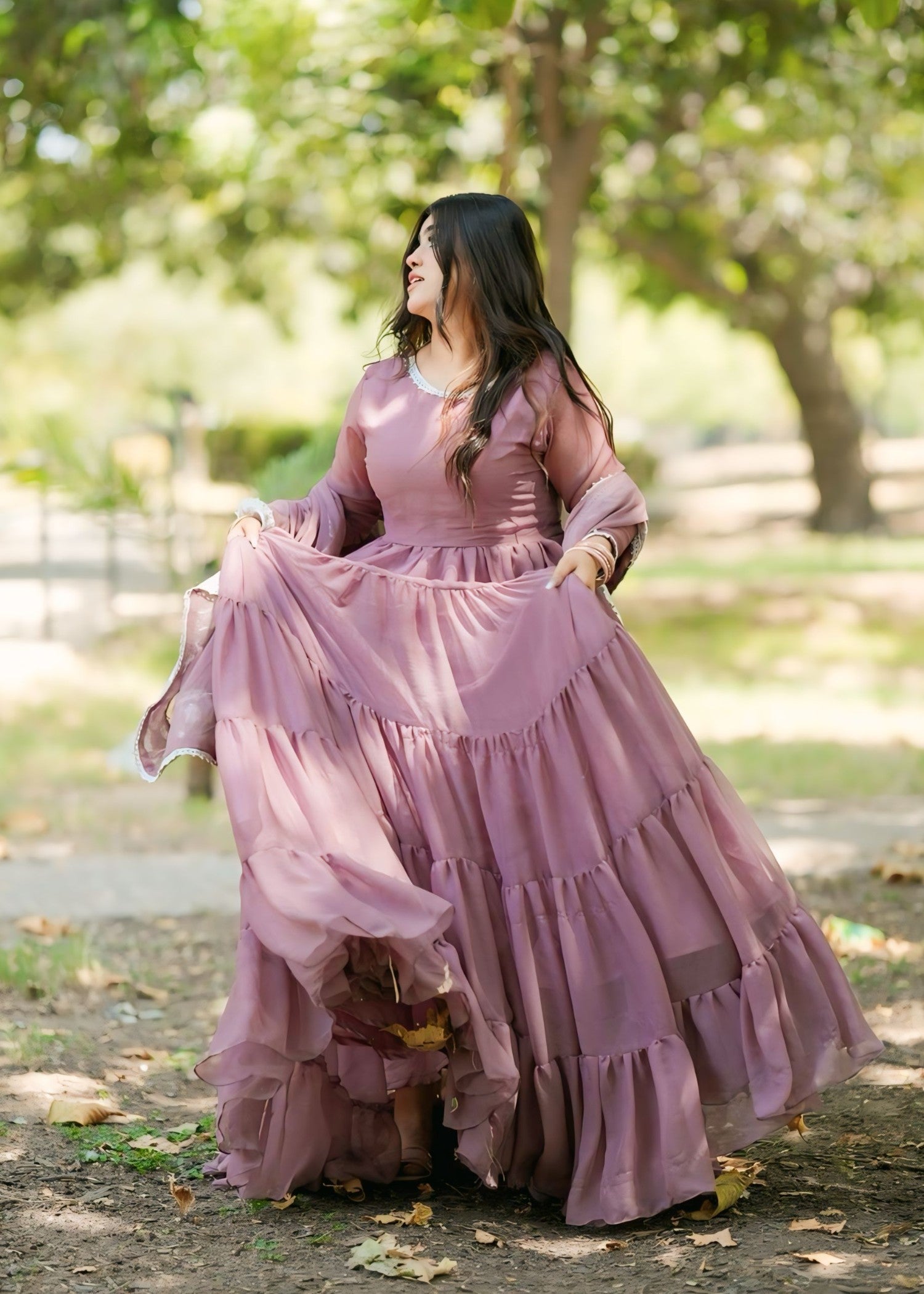 chiffon Maxi in Mauve pink