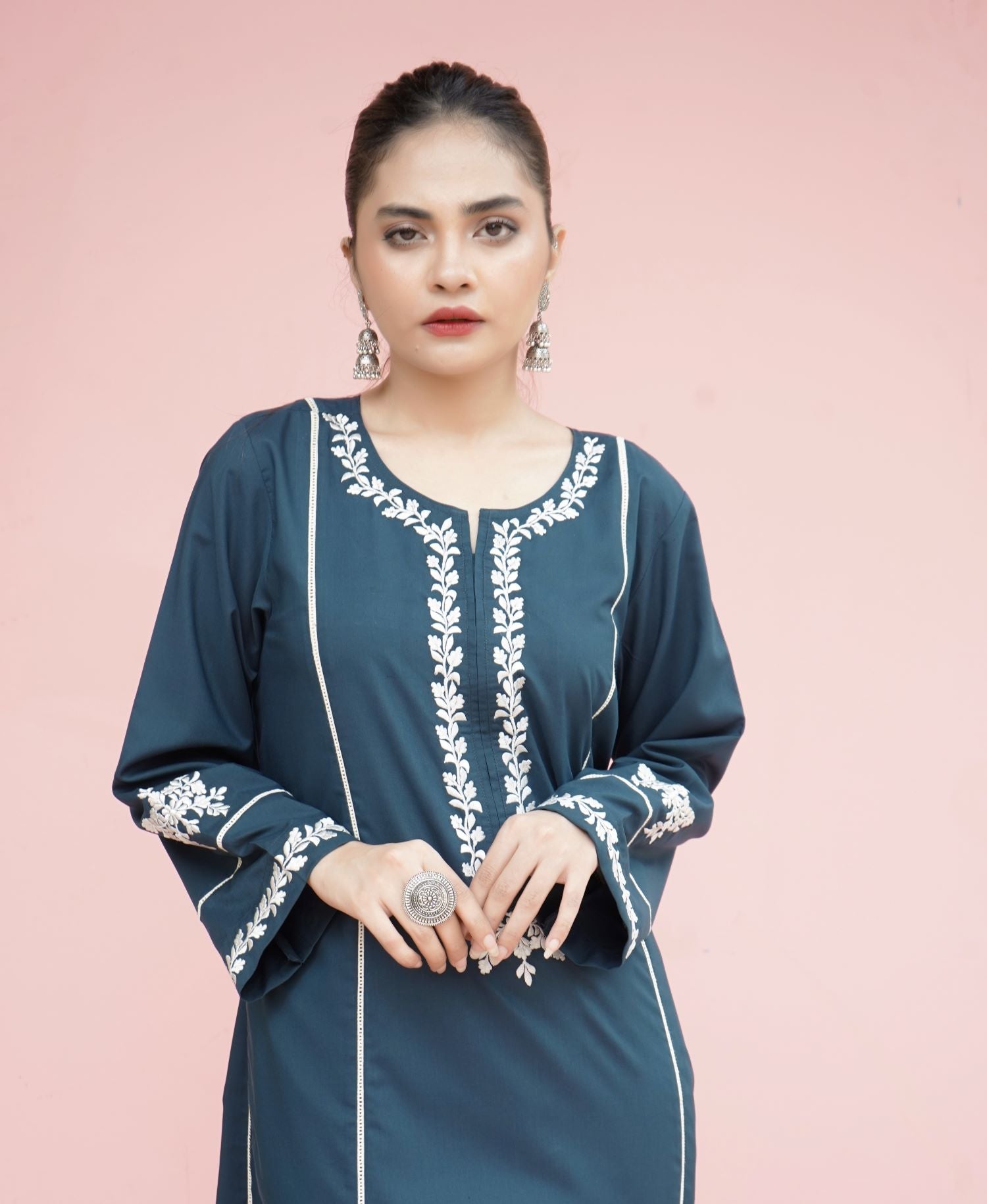 poly viscose Kurta Set in Blue