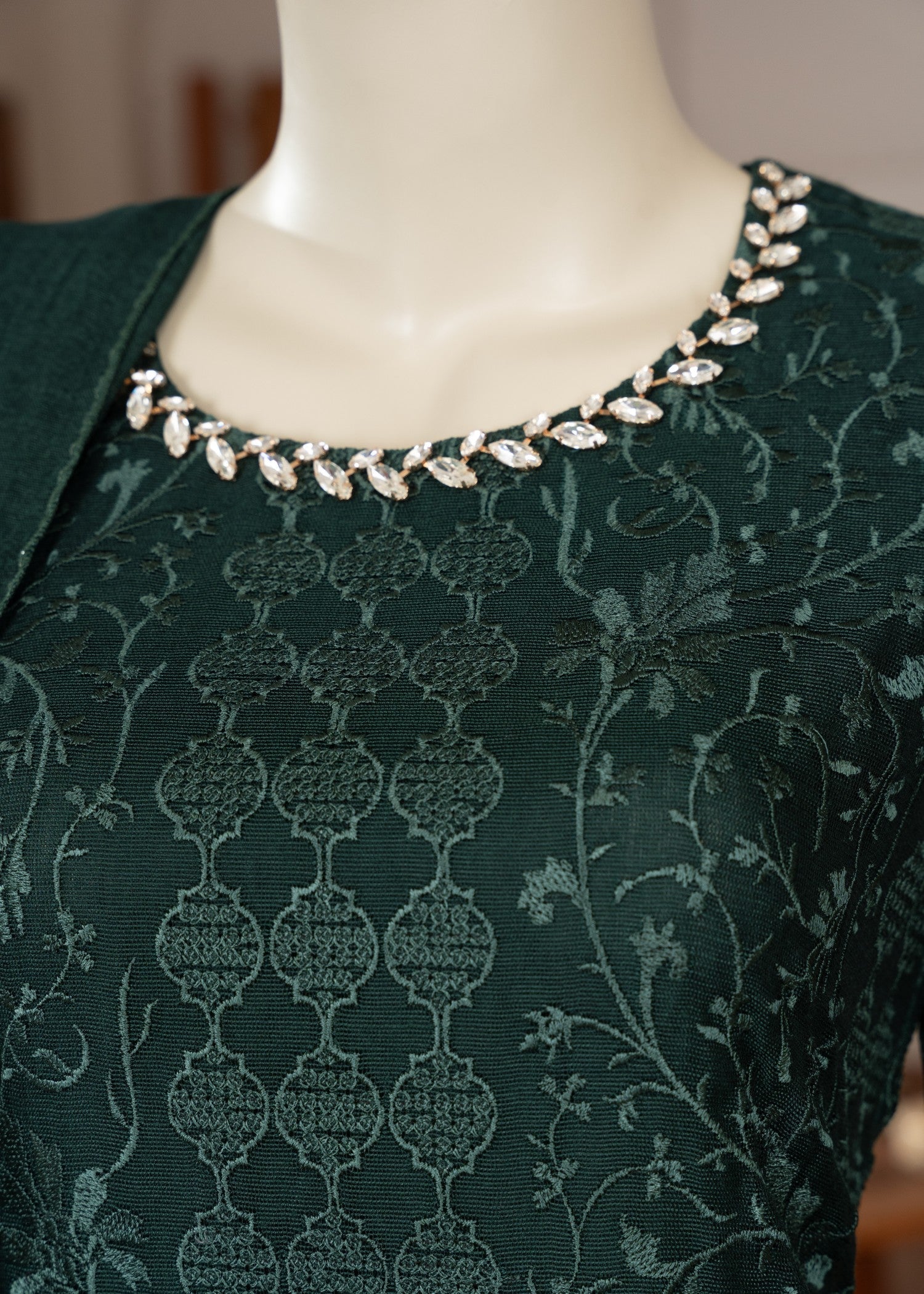 cotton net Kurta Set in Dark green