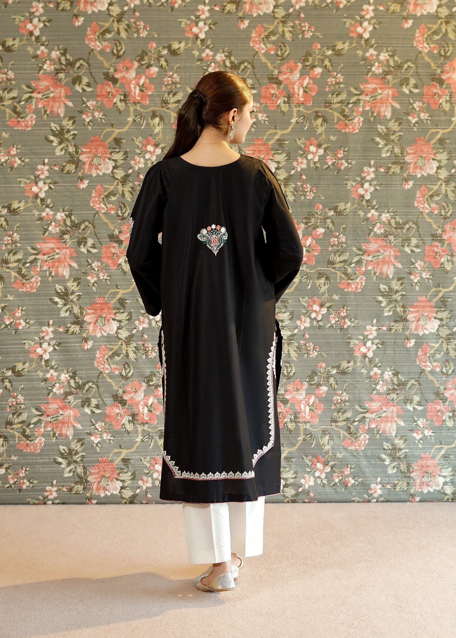 lawn Kurti in Black