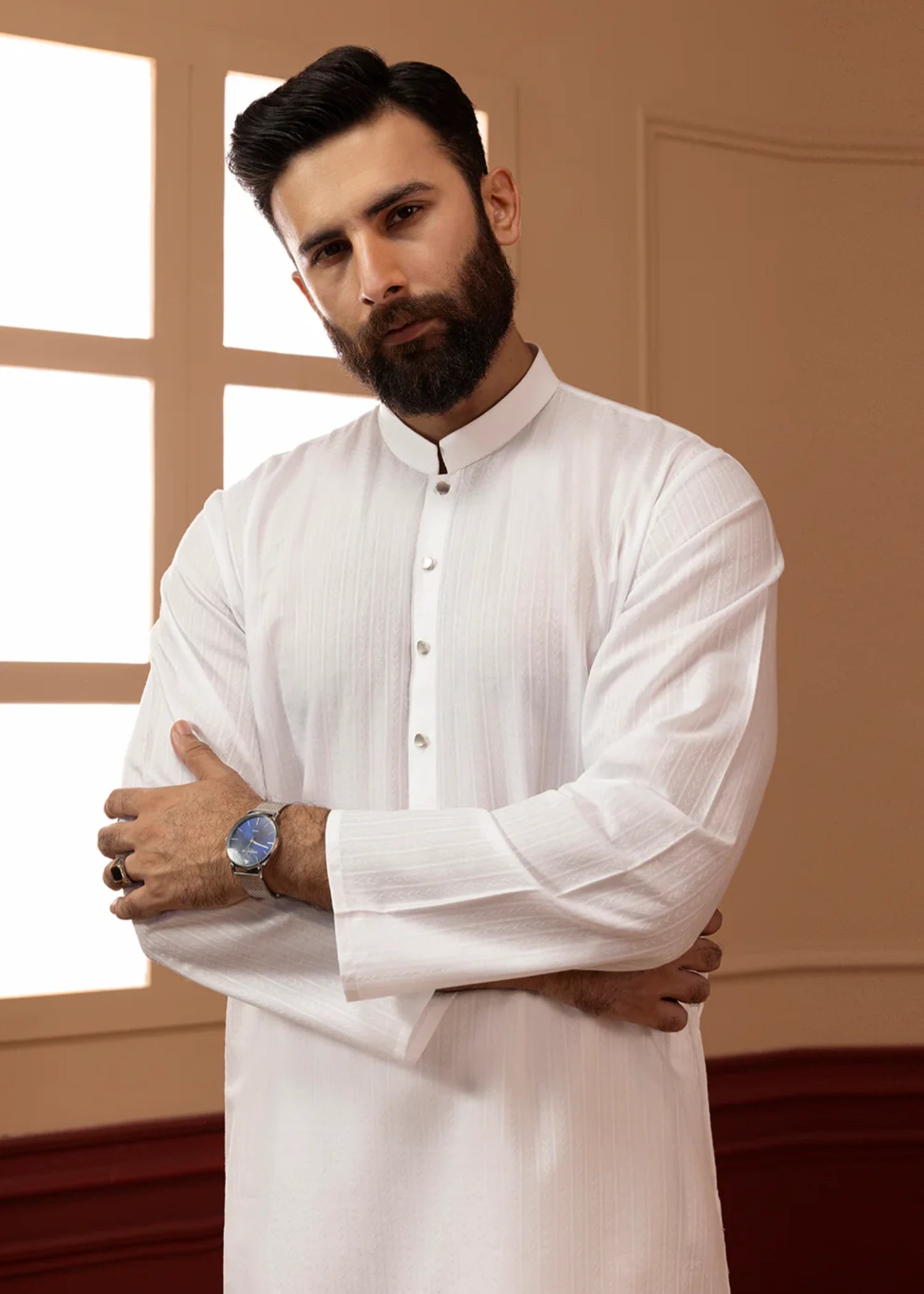 jacquard Kurta in White