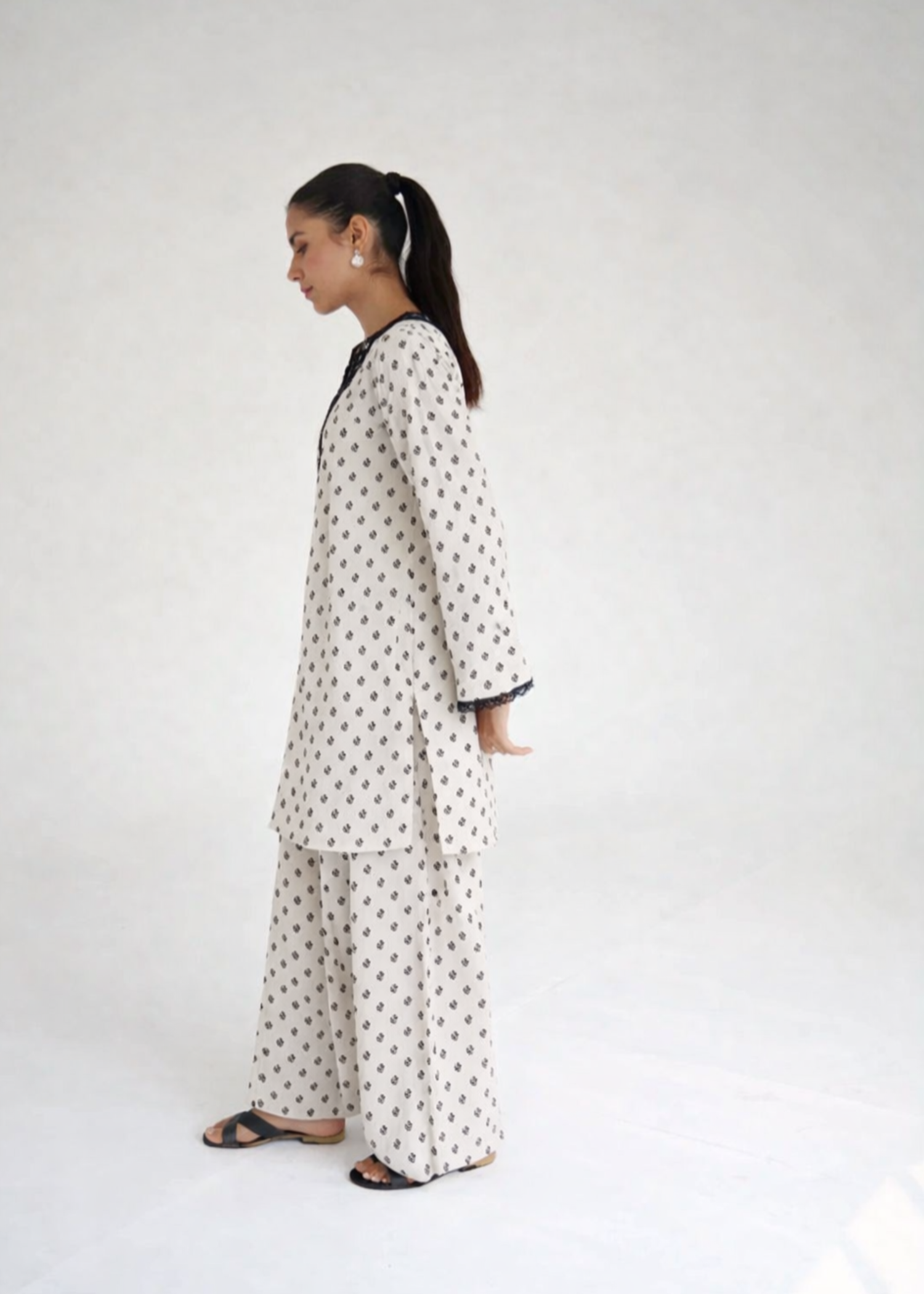 arabic lawn Co Ord Sets in White