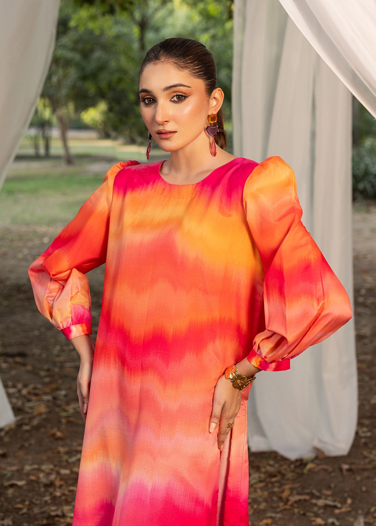 cotton silk Kurta Set in Multi