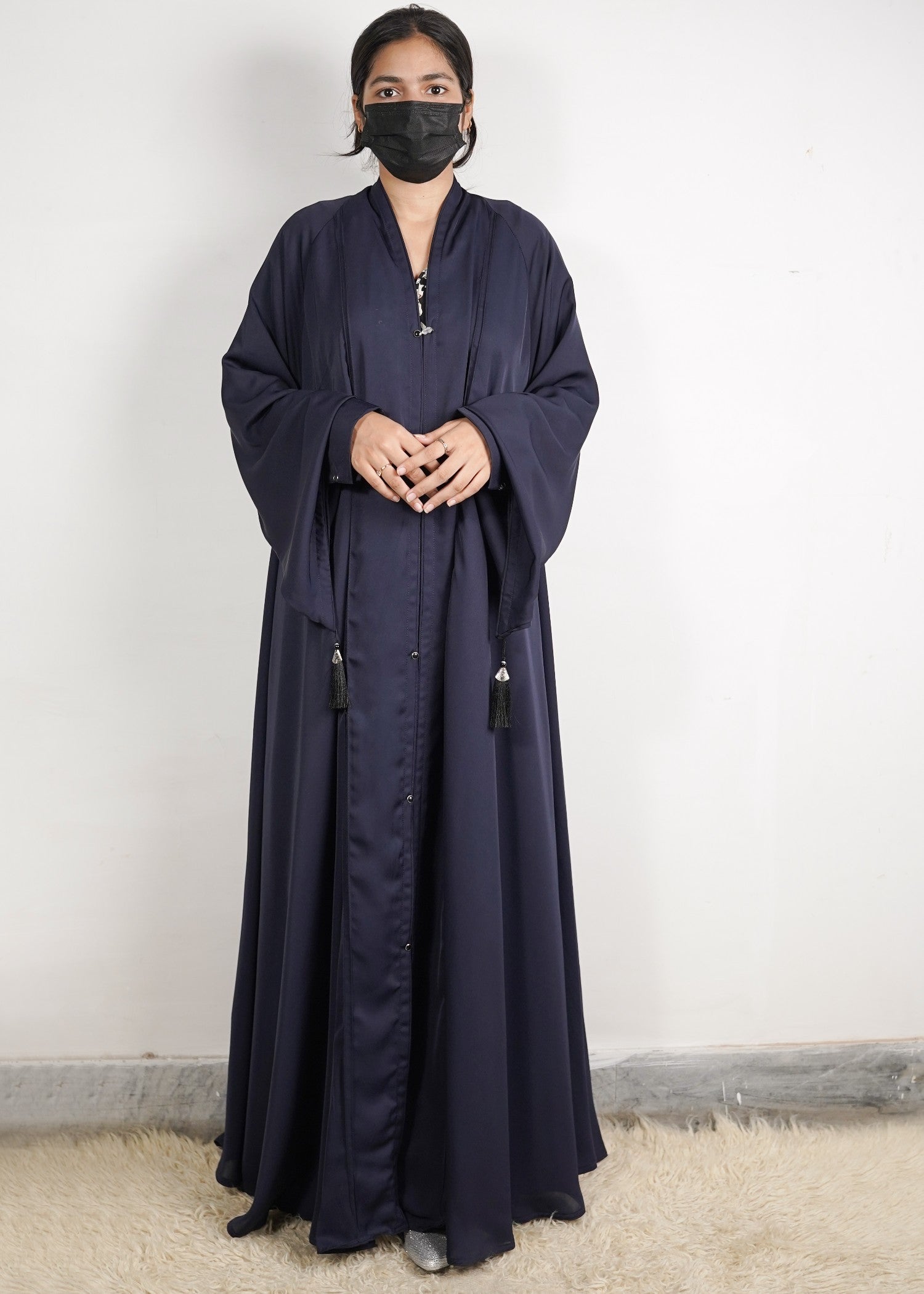 georgette silk Abaya in Navy blue