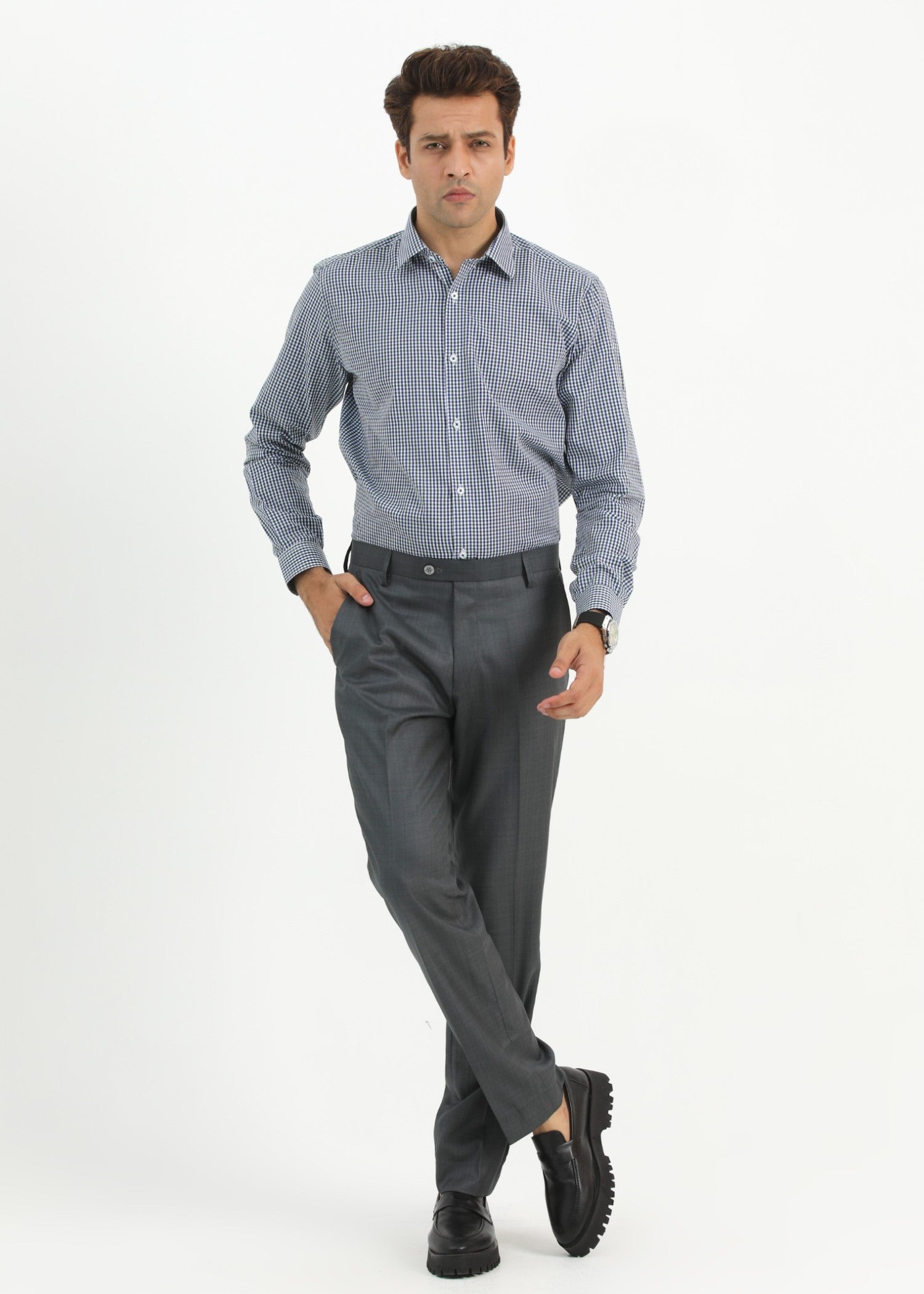 cotton Formal Shirt in Blue, white