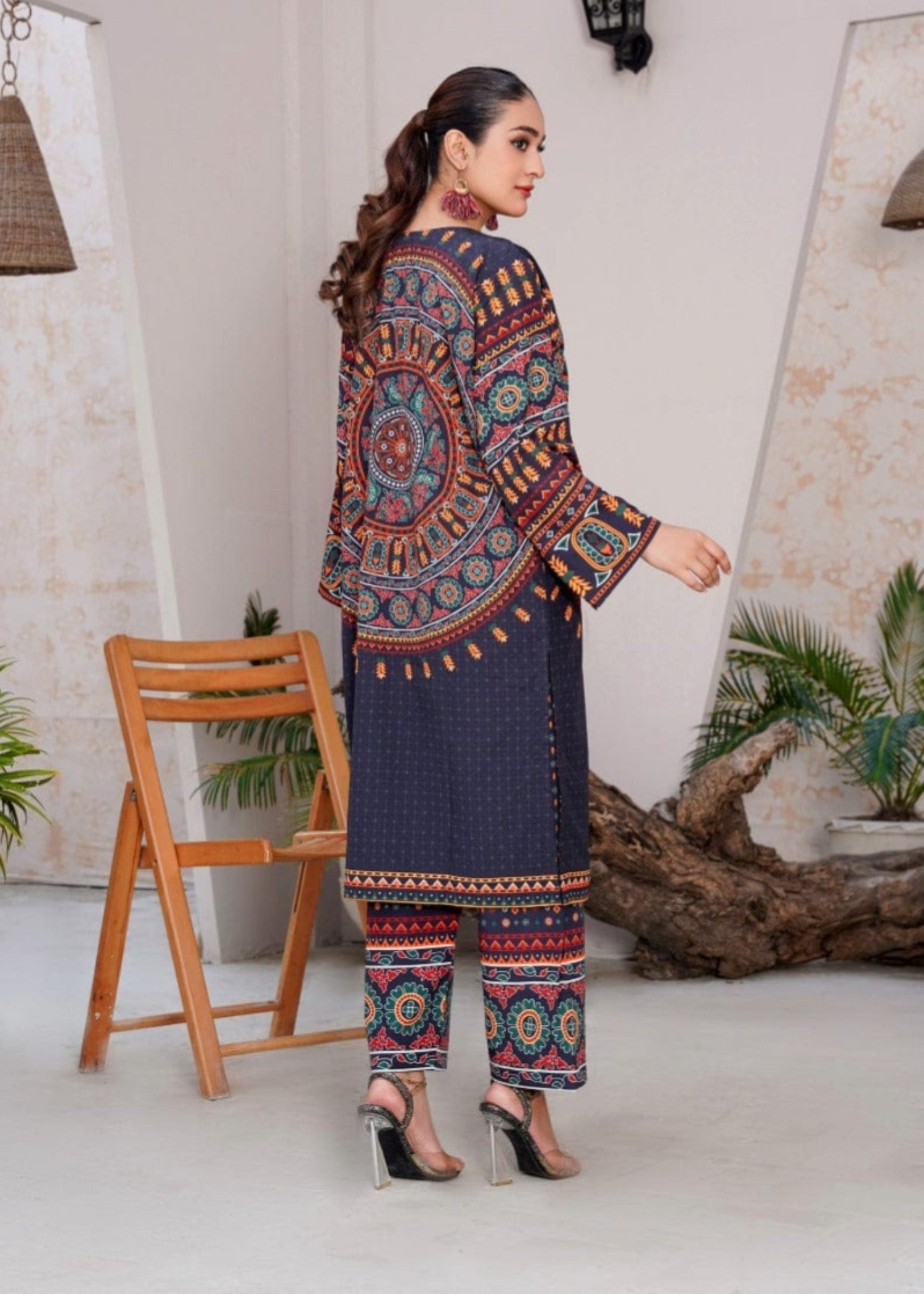 blended grip silk Kurta Set in Navy blue