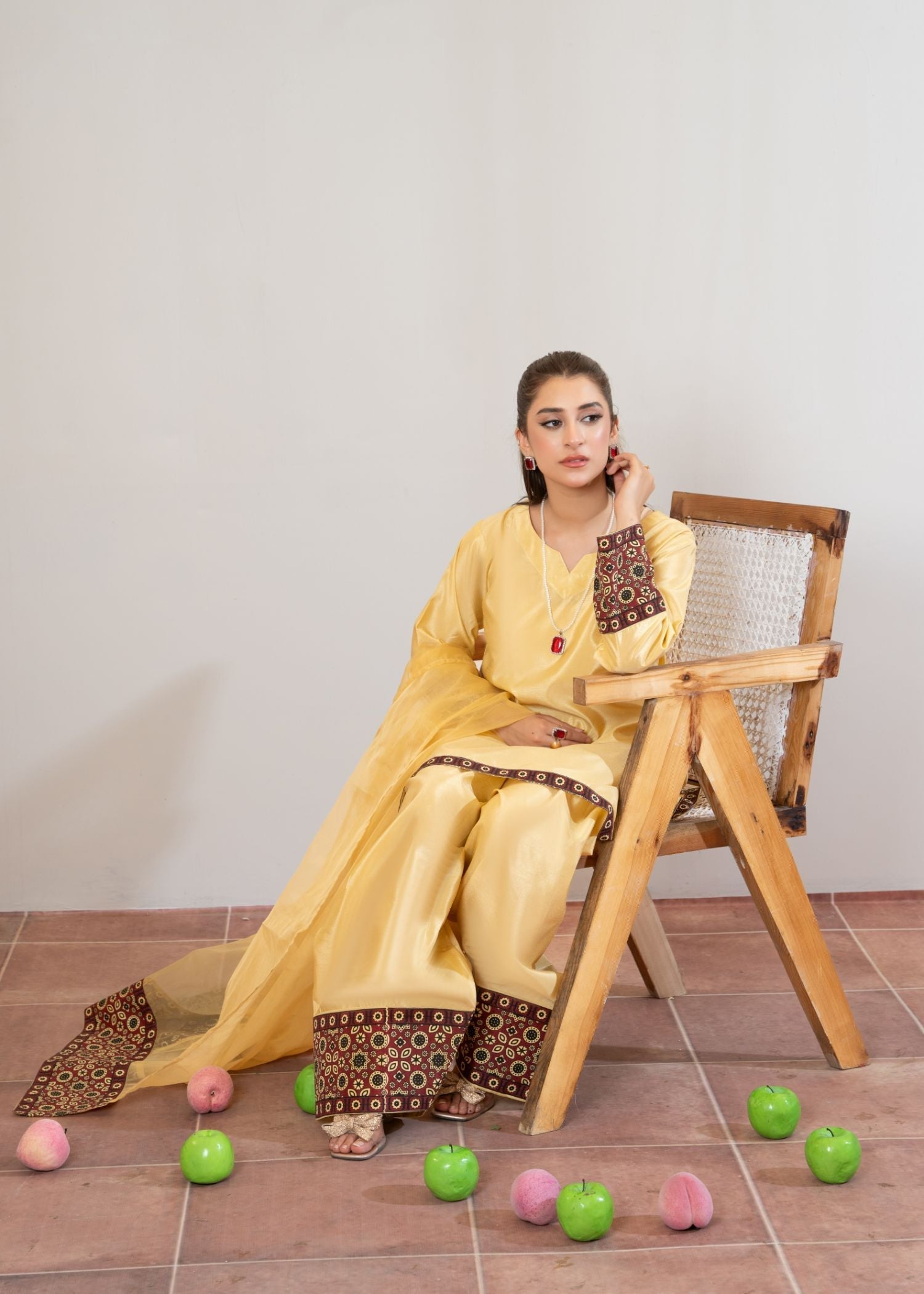 poly silk Kurta Set in Mari gold