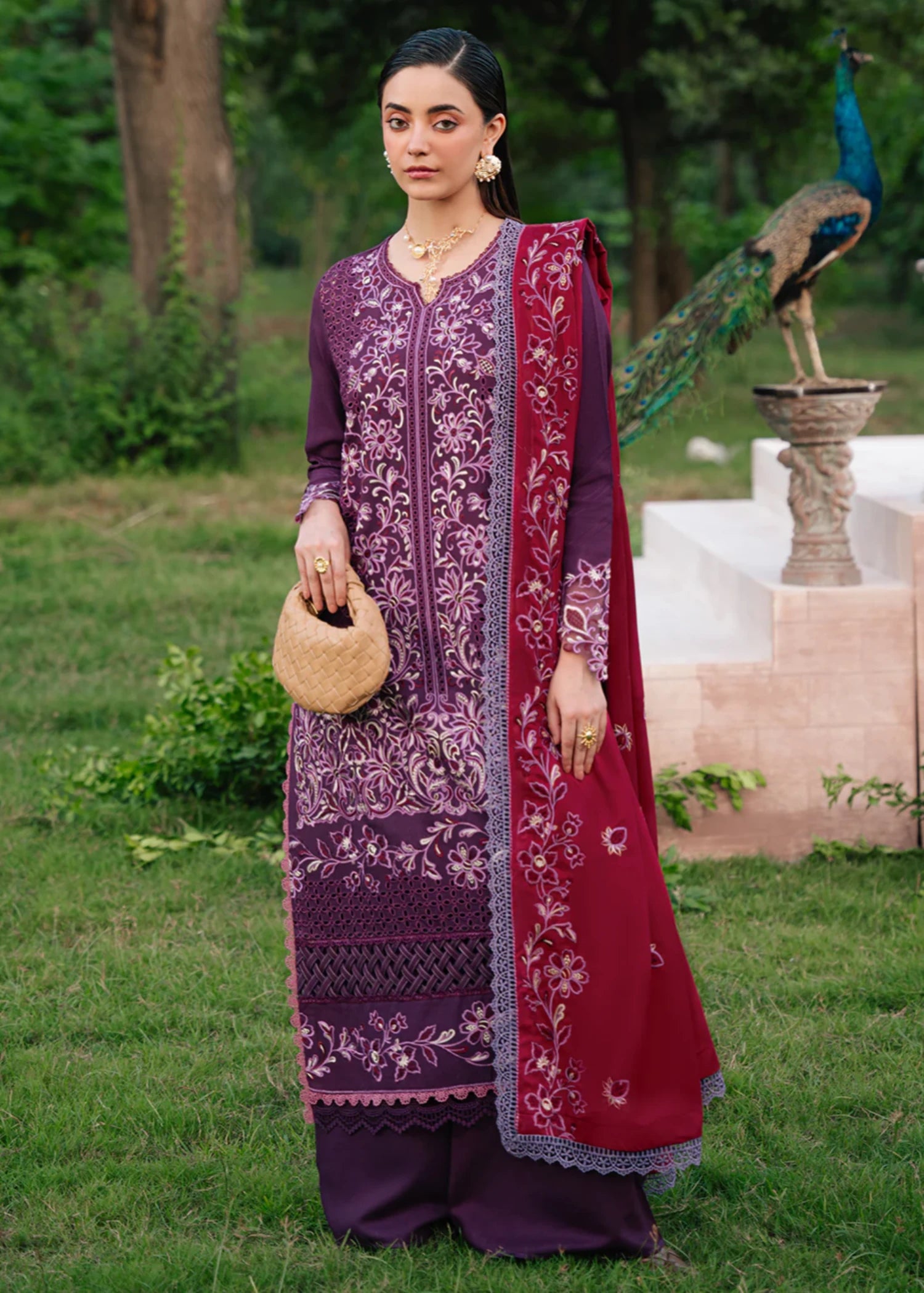 karandi Unstitched in Purple