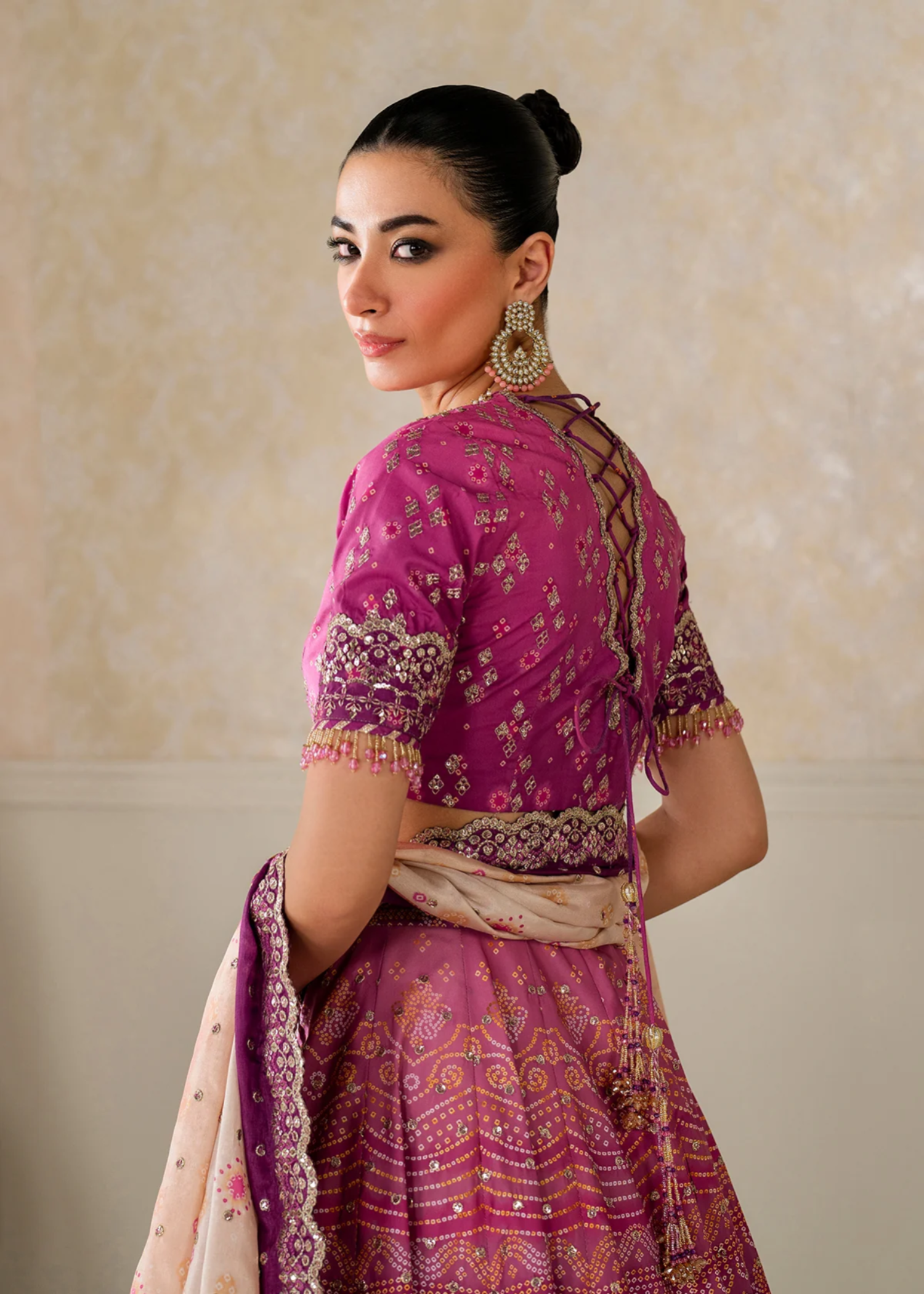 raw silk Unstitched in Fuchsia, blue violet