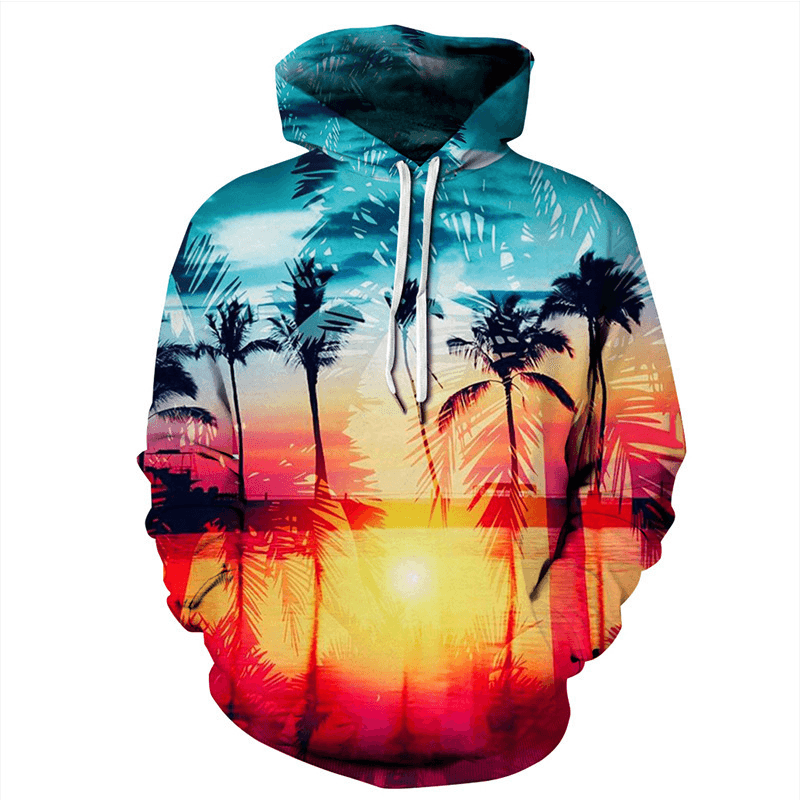 Factory Direct 3D Digital Printing Landscape Painting Cover Cap Loose Vouple''S Sweater Autumn and Winter Chaozhou Leisure Wear