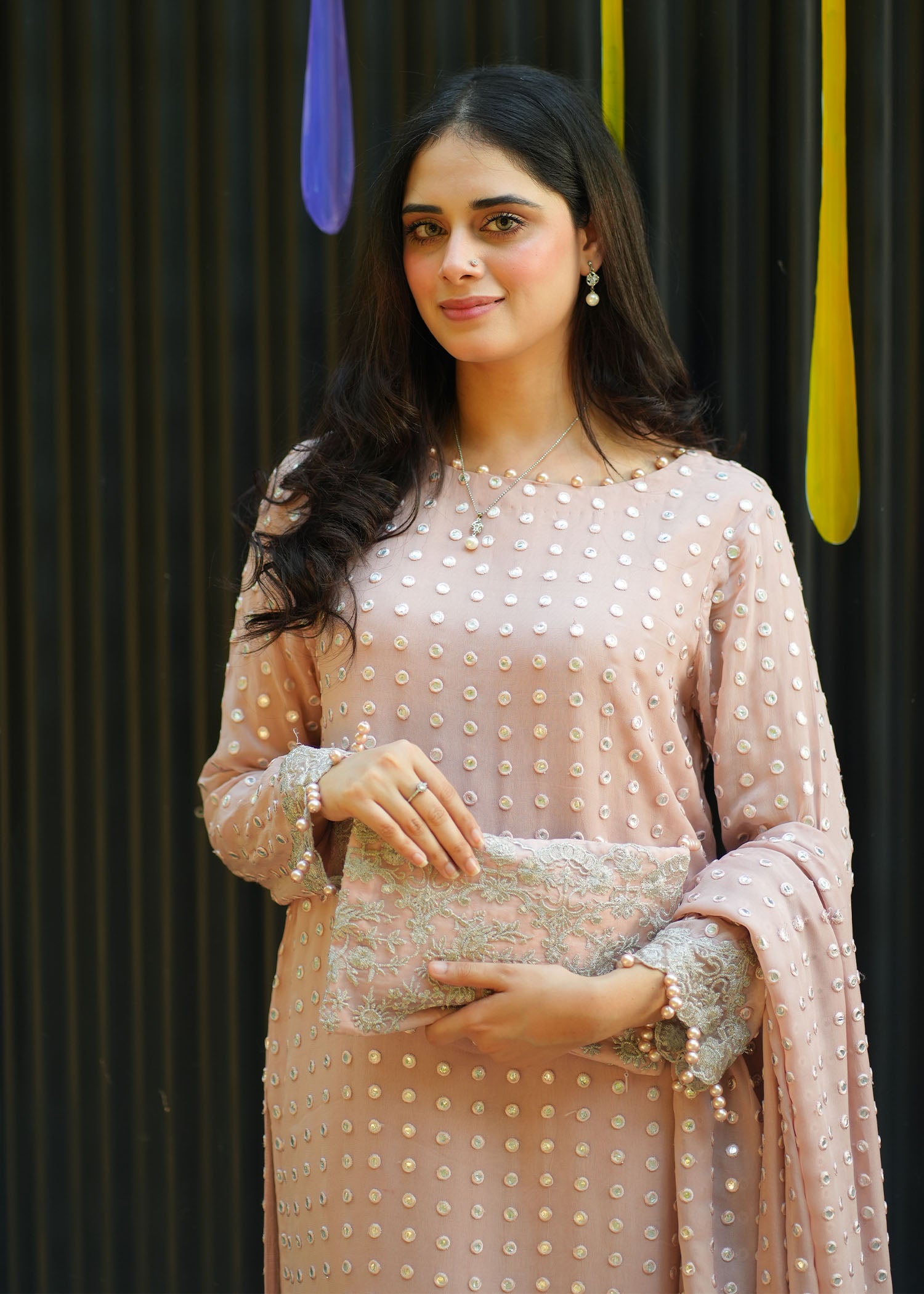 pk chiffon Kurta Set in Pink