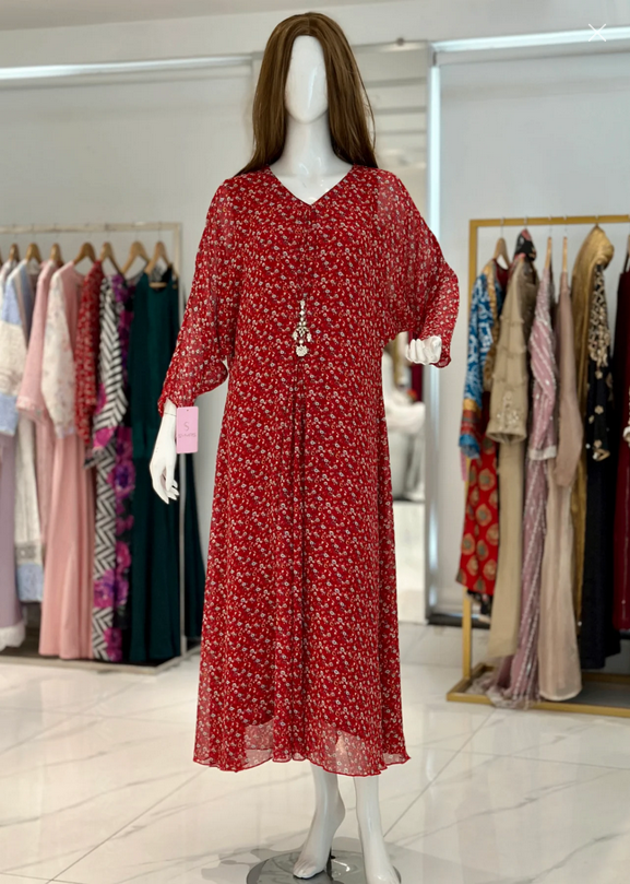 chiffon Maxi in Rose red
