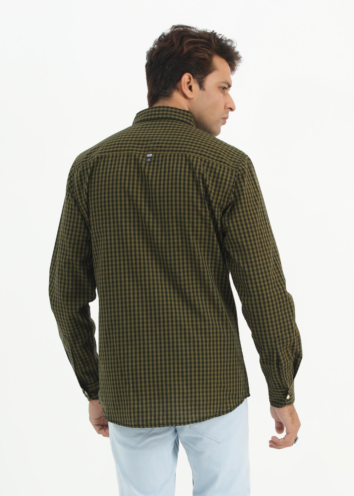 cotton Casual Shirt in Green by Pinstripe