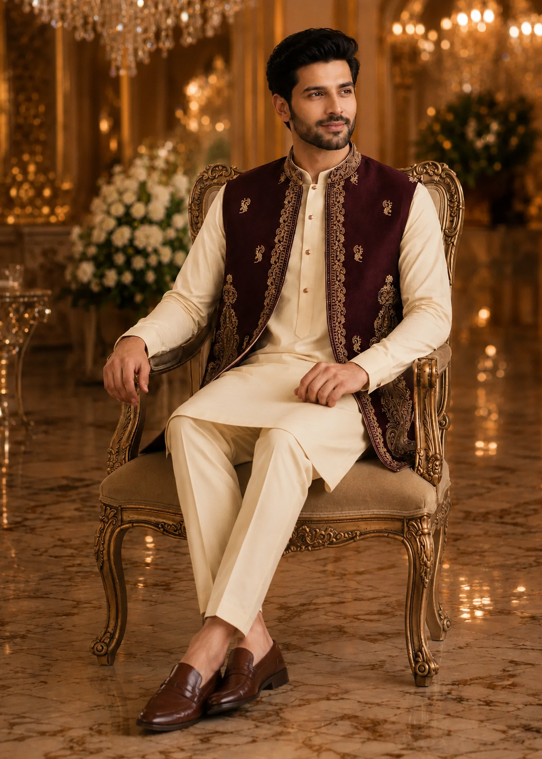 suiting Waistcoat in Maroon by The Great Masters (TGM)
