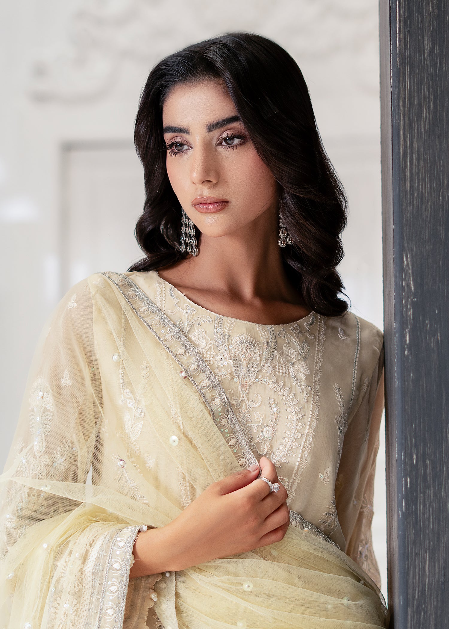 chiffon Sharara in Cream